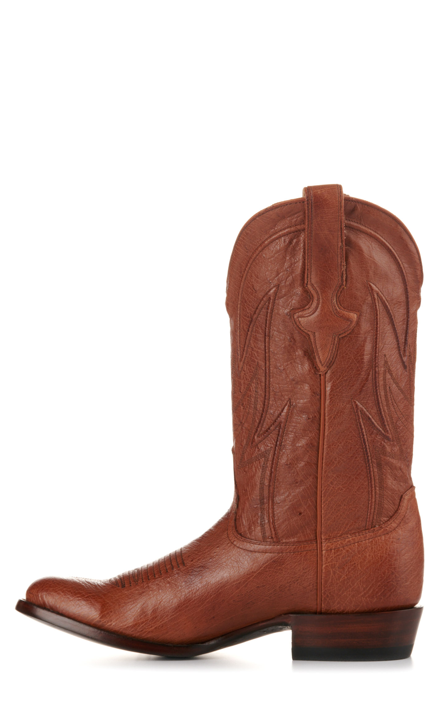 JRC & Sons Men's Cooper Smooth Quill Ostrich Round Toe Exotic Cowboy Boot in Antique Cognac - Image 1