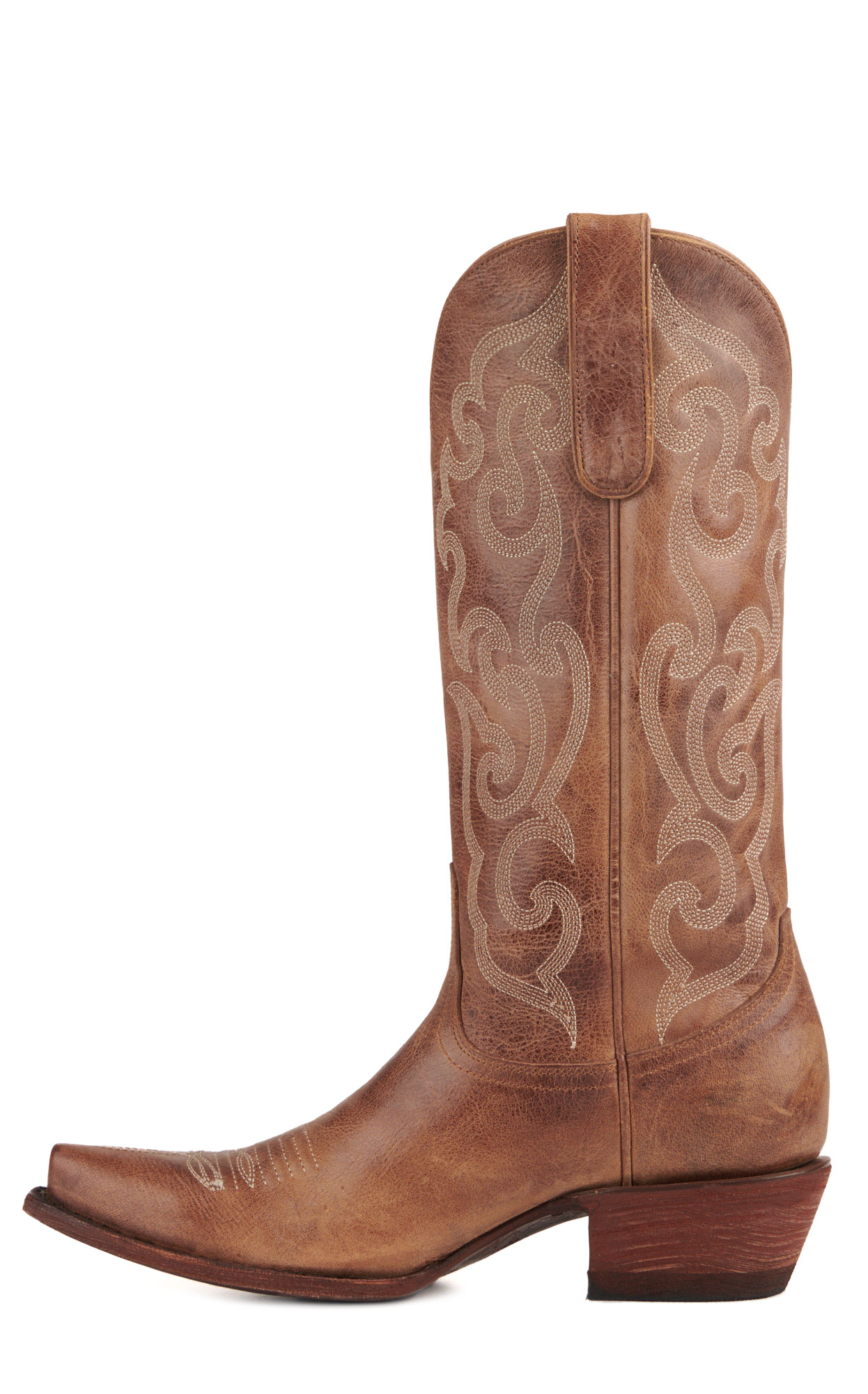 Cavender’s Women’s Antique Leather Taupe with Tonal Embroidery Snip Toe Cowboy Boots  - Image 1