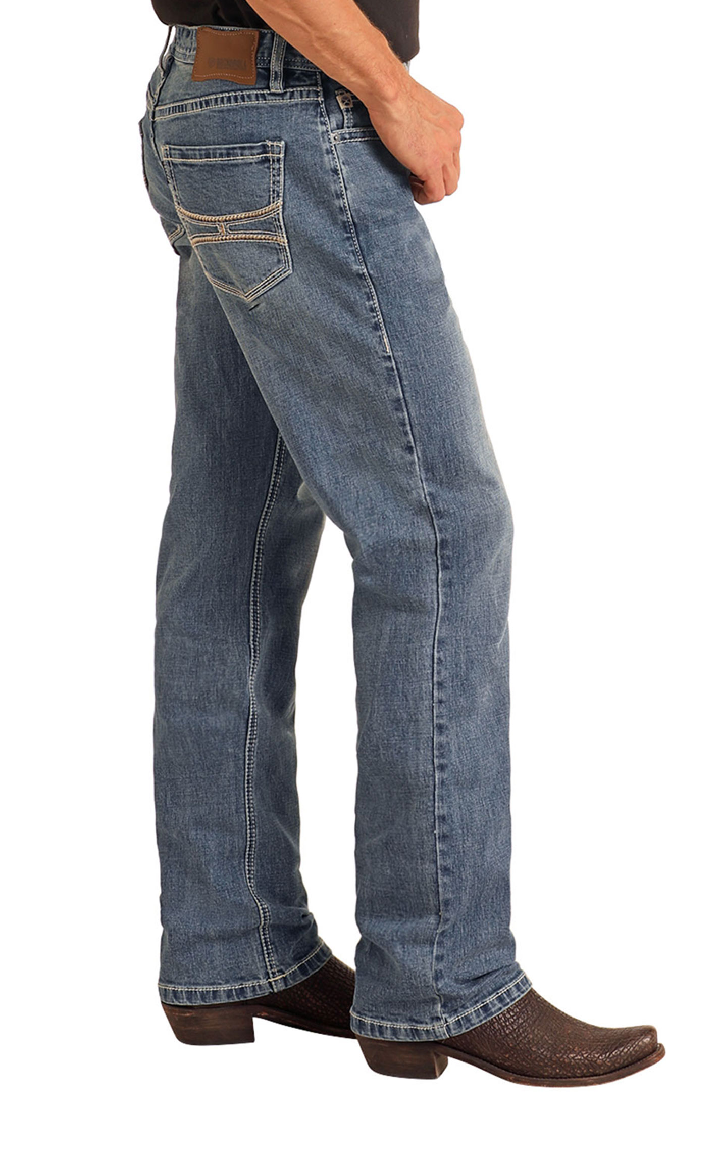 Hooey Men's Light Wash Ladder Stitch Stackable Boot Cut Jeans - Image 1