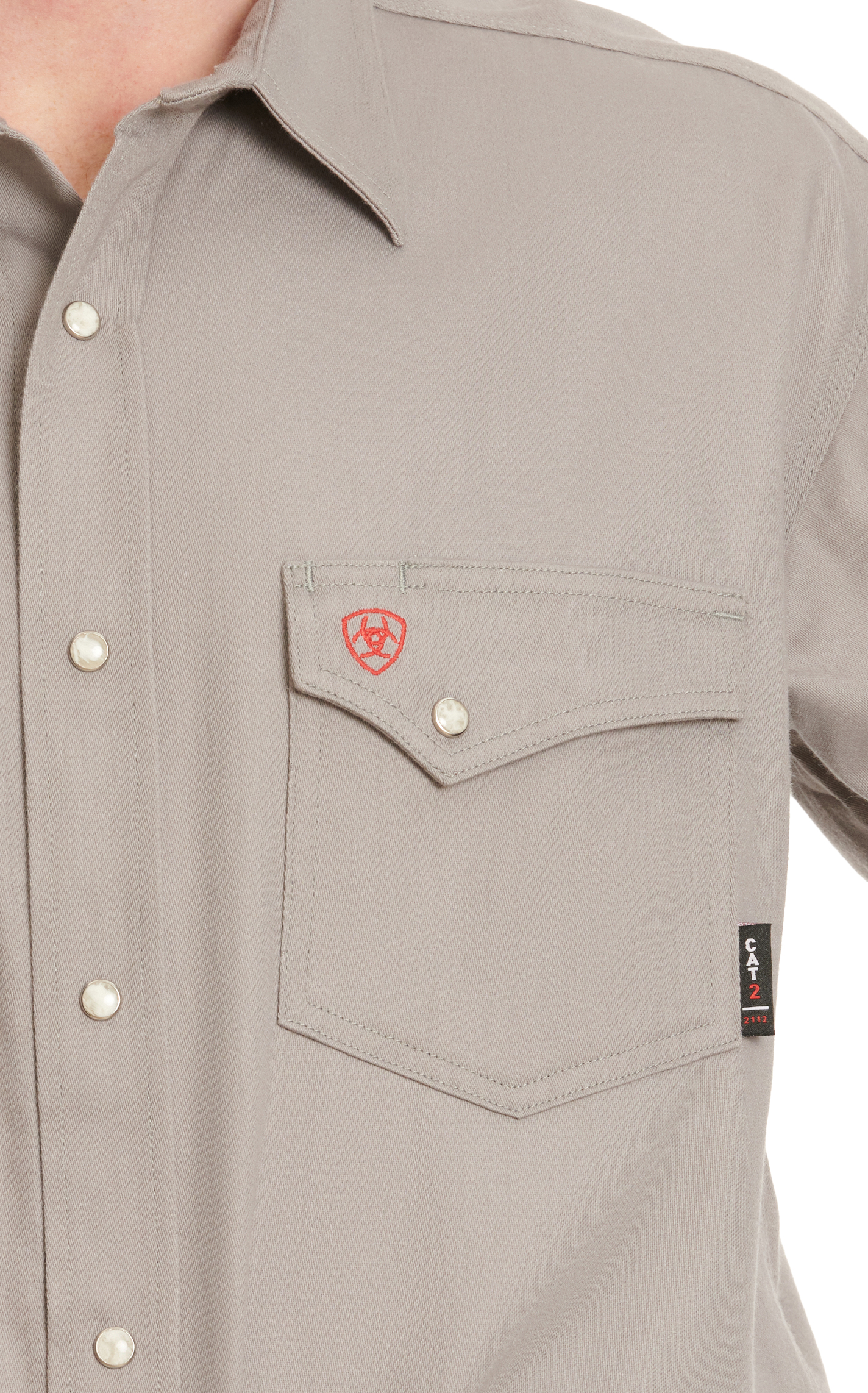 Ariat Men's Silver Gray Long Sleeve FR Work Shirt - Image 1