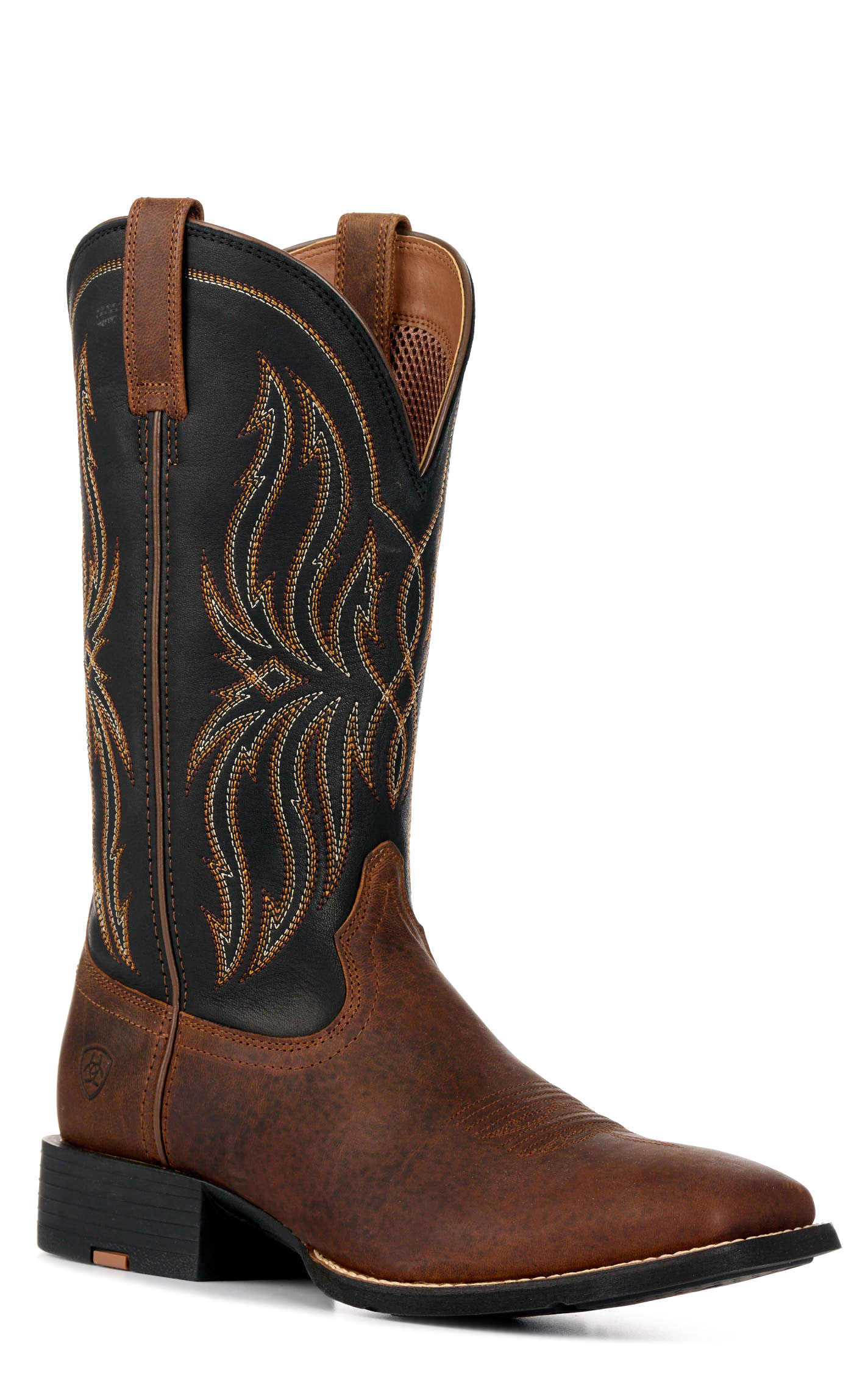 Ariat Men's Sport Rustler Brown & Black Wide Square Toe Cowboy Boots - Image 1