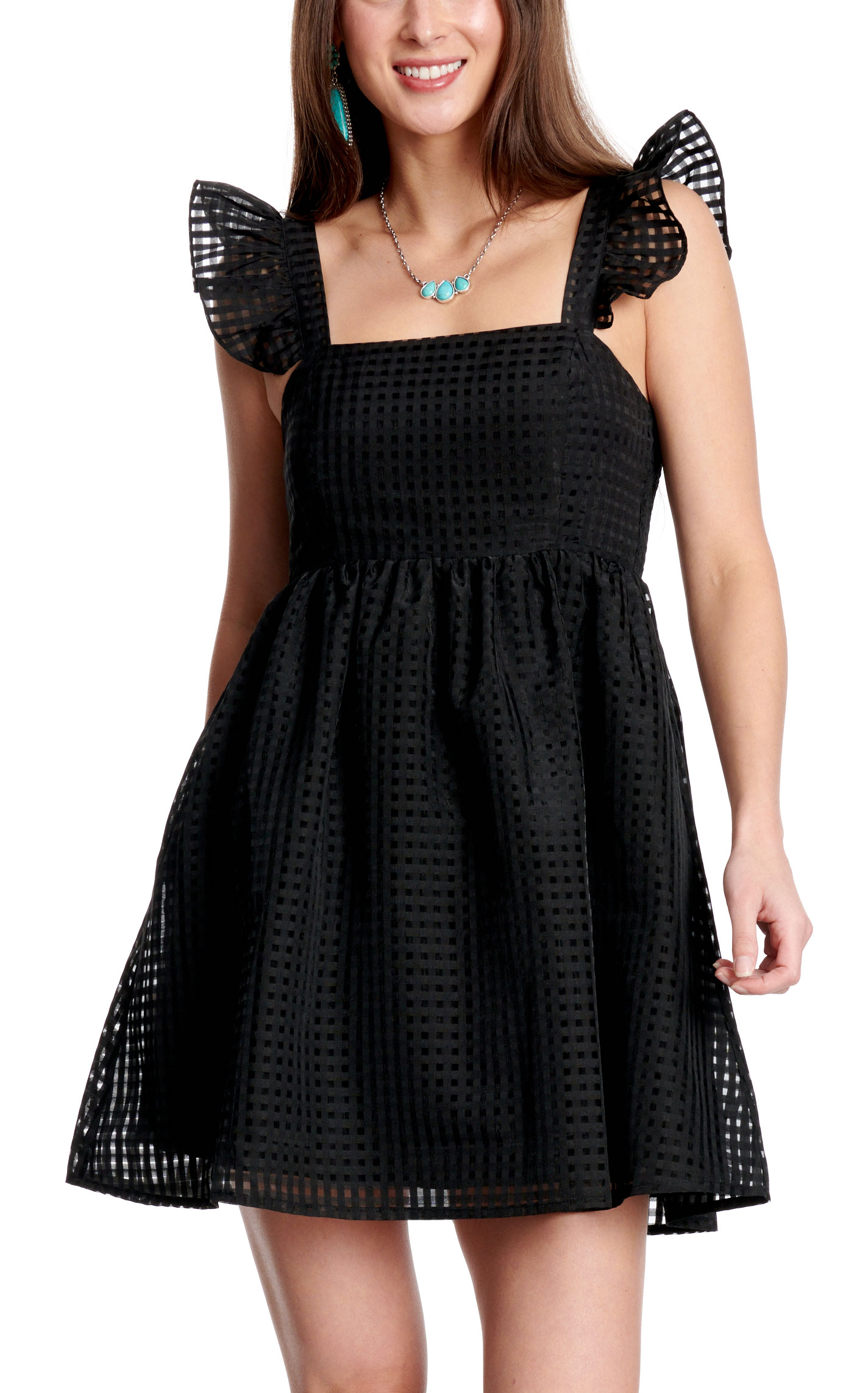 Newbury Kustom Women's Black Checked Smocked & Lined Dress - Image 1