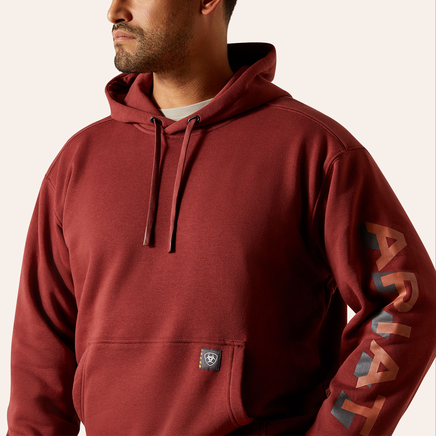 Ariat Men's Rebar Madder Brown Lightweight Logo Hoodie - Image 1