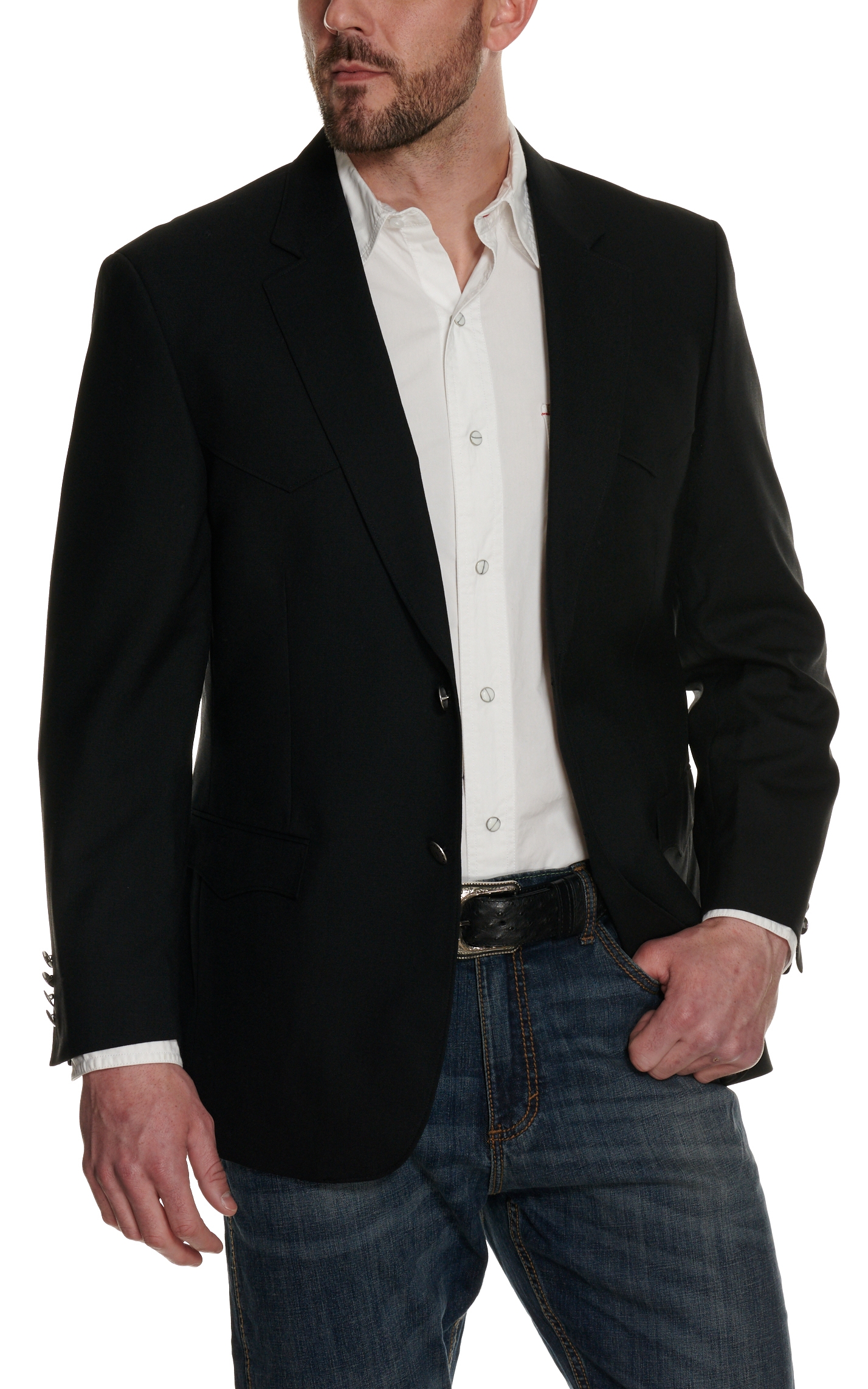 Red Sky Solid Black Western Sport Coat - Big & Tall Sizes - Image 1