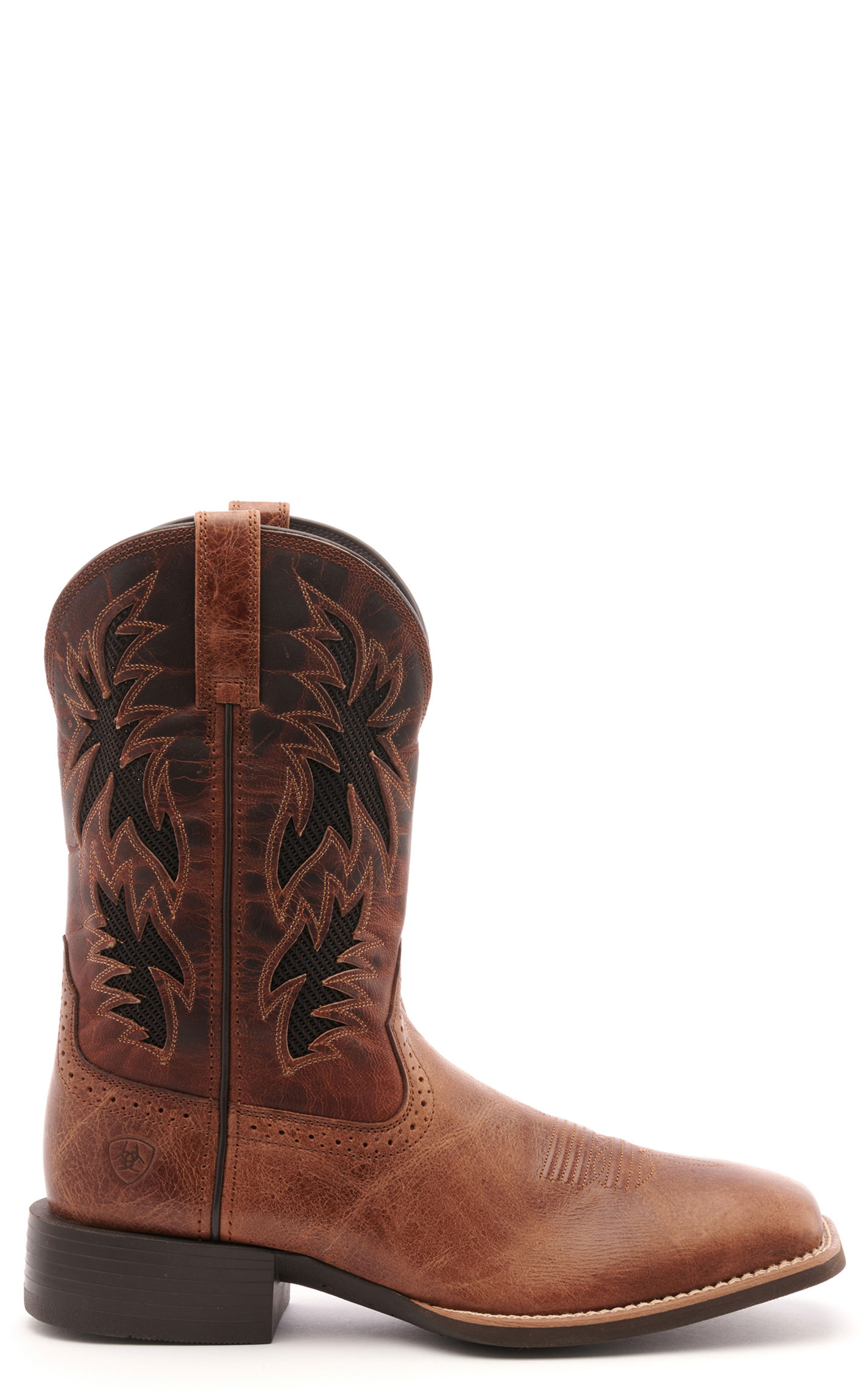 Ariat Men's Sport Cool Dark Tan VentTEK Wide Square Toe Cowboy Boots - Image 1