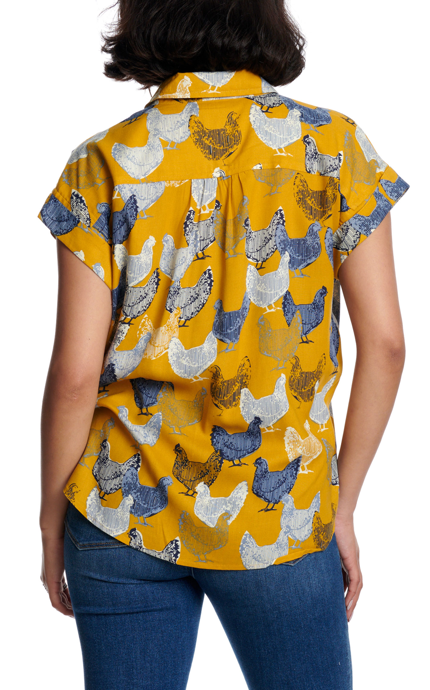 Cotton & Rye Women's Caramel Hen Print Button Up Top - Image 1