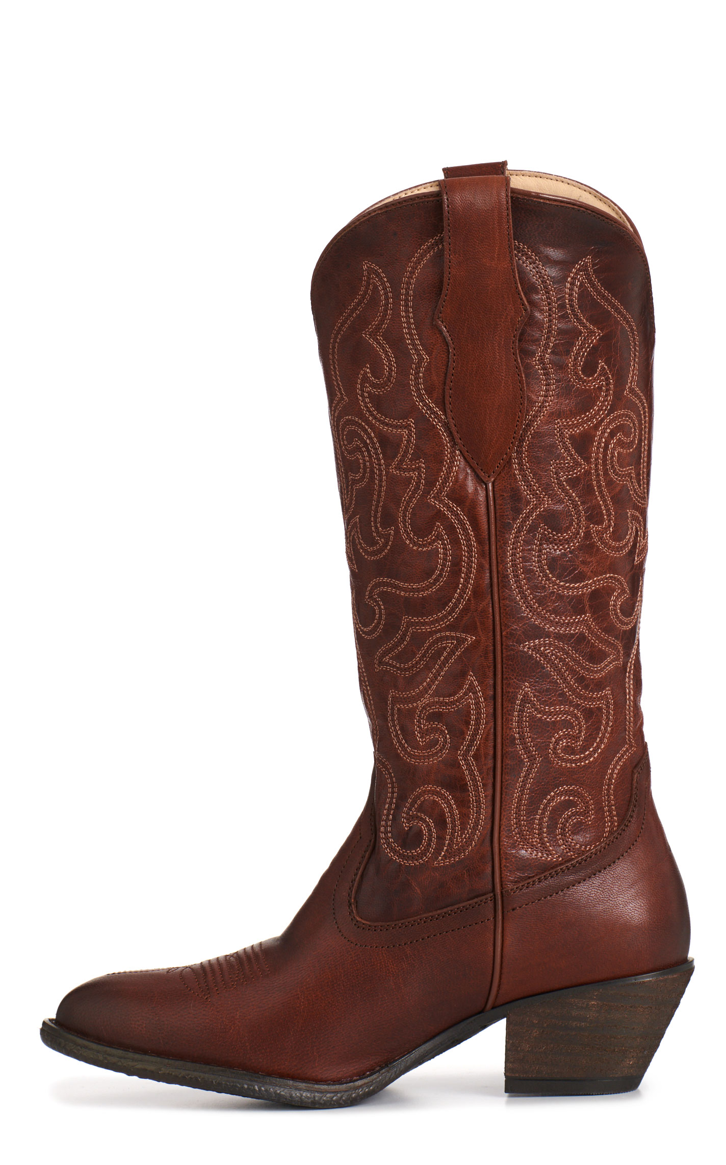 Rockin' C Women's Brown Classic Stitch Round Toe Cowboy Boots - Image 1