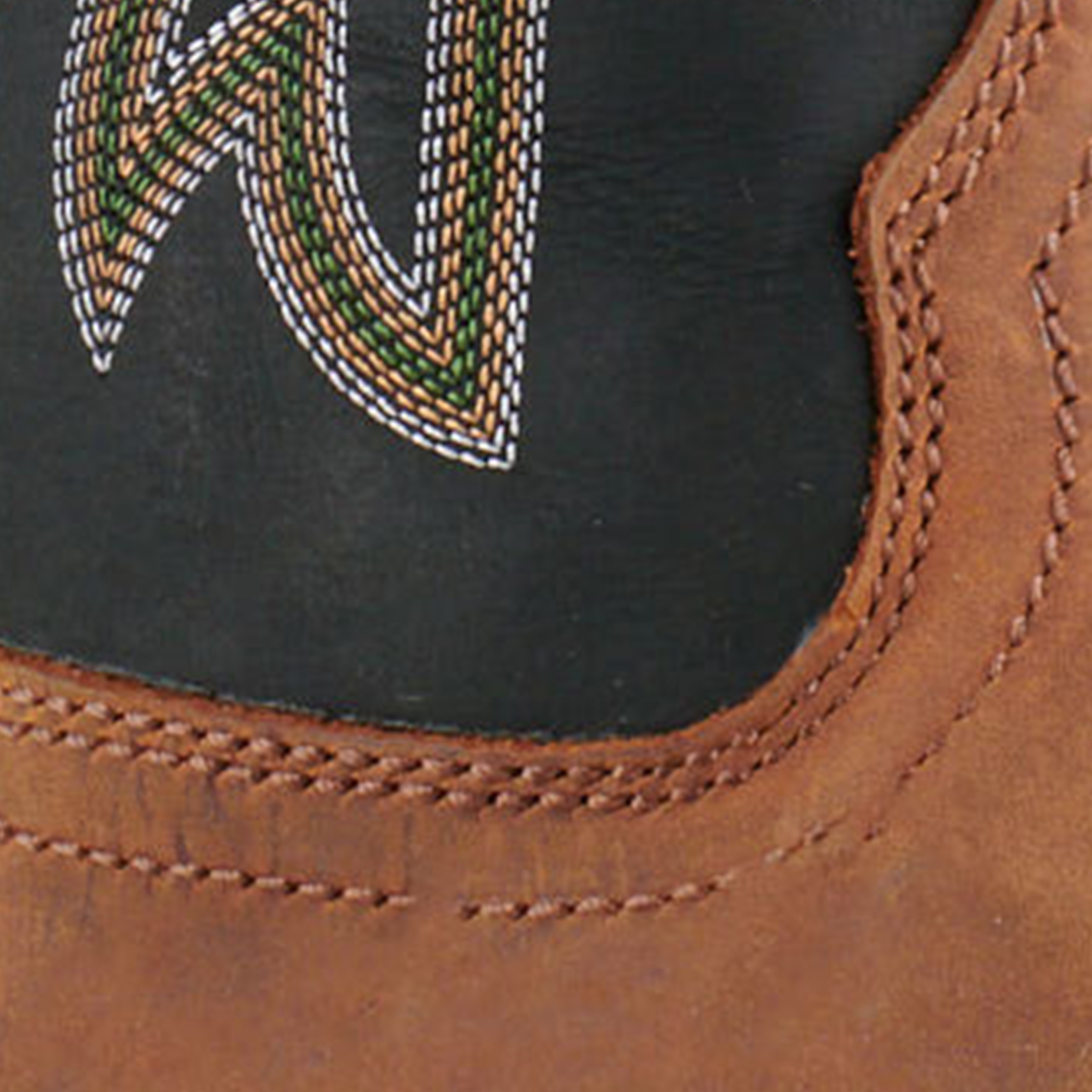 Justin Men's Frontier Tuf Black and Brown Wide Square Toe Cowboy Boots - Image 1