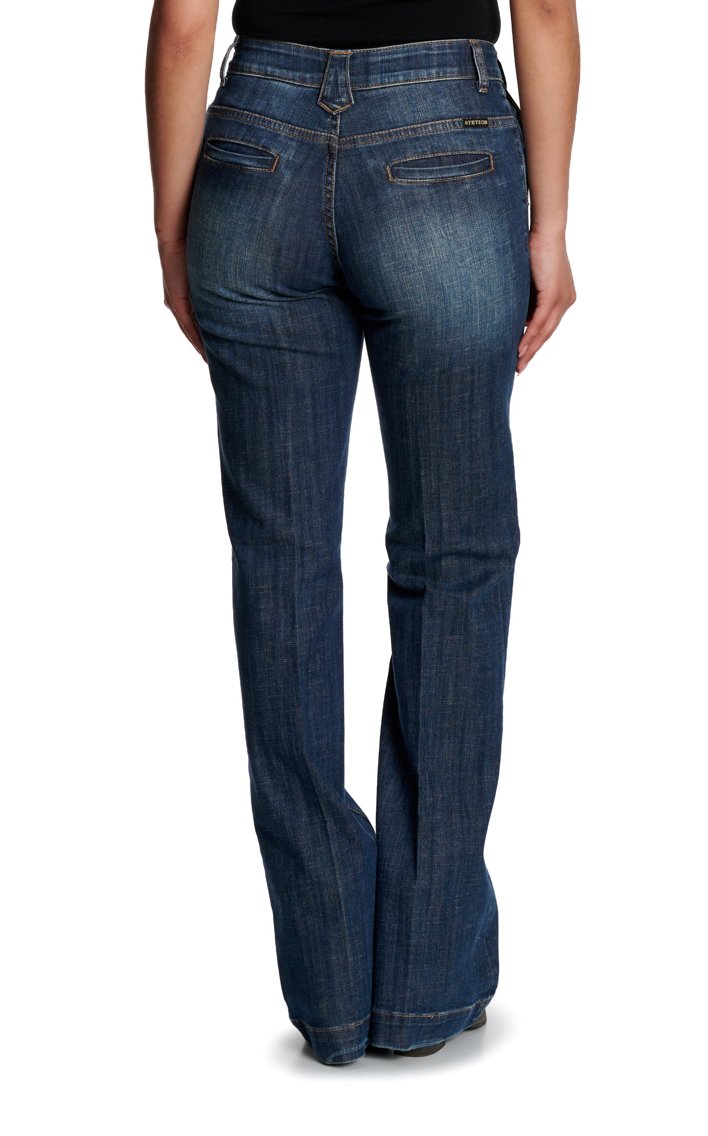 Stetson Women's Dark Wash Slash Front & Back Welt Pocket Jeans - Image 1