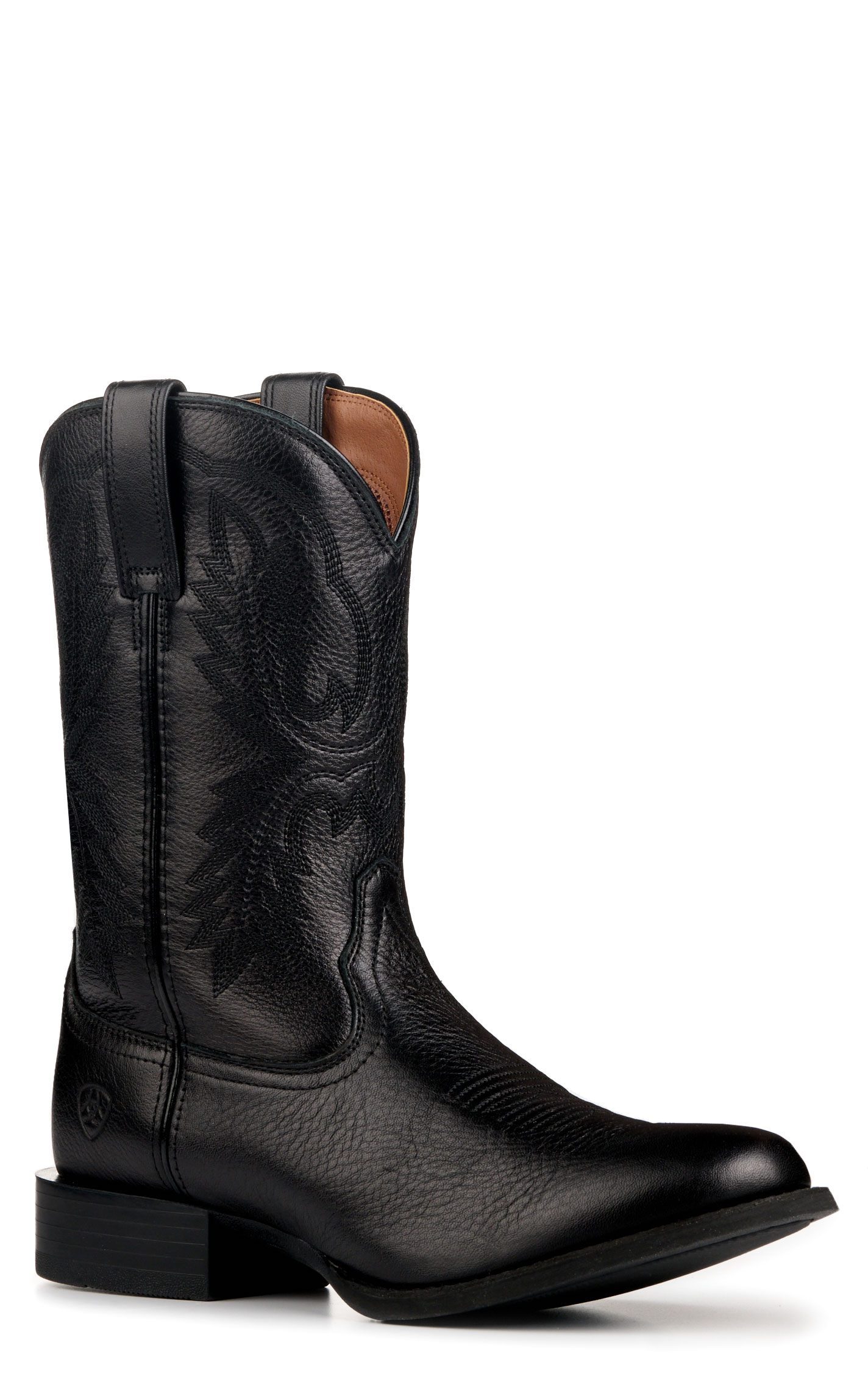 Ariat Men's Sport Stratten Black Deertan Round Toe Cowboy Boots - Image 1
