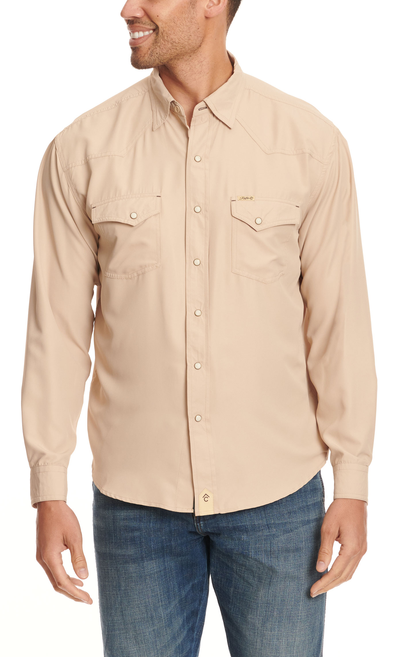 Rafter C Outdoors Men's Khaki Long Sleeve Fishing Shirt - Image 3
