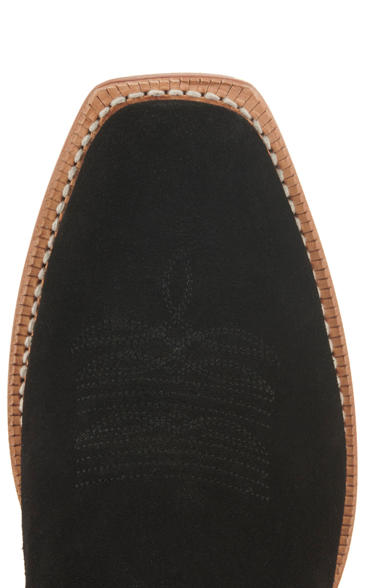 R Watson Men's Black Rough Out and Black Punchy Square Toe Cowboy Boots - Image 1