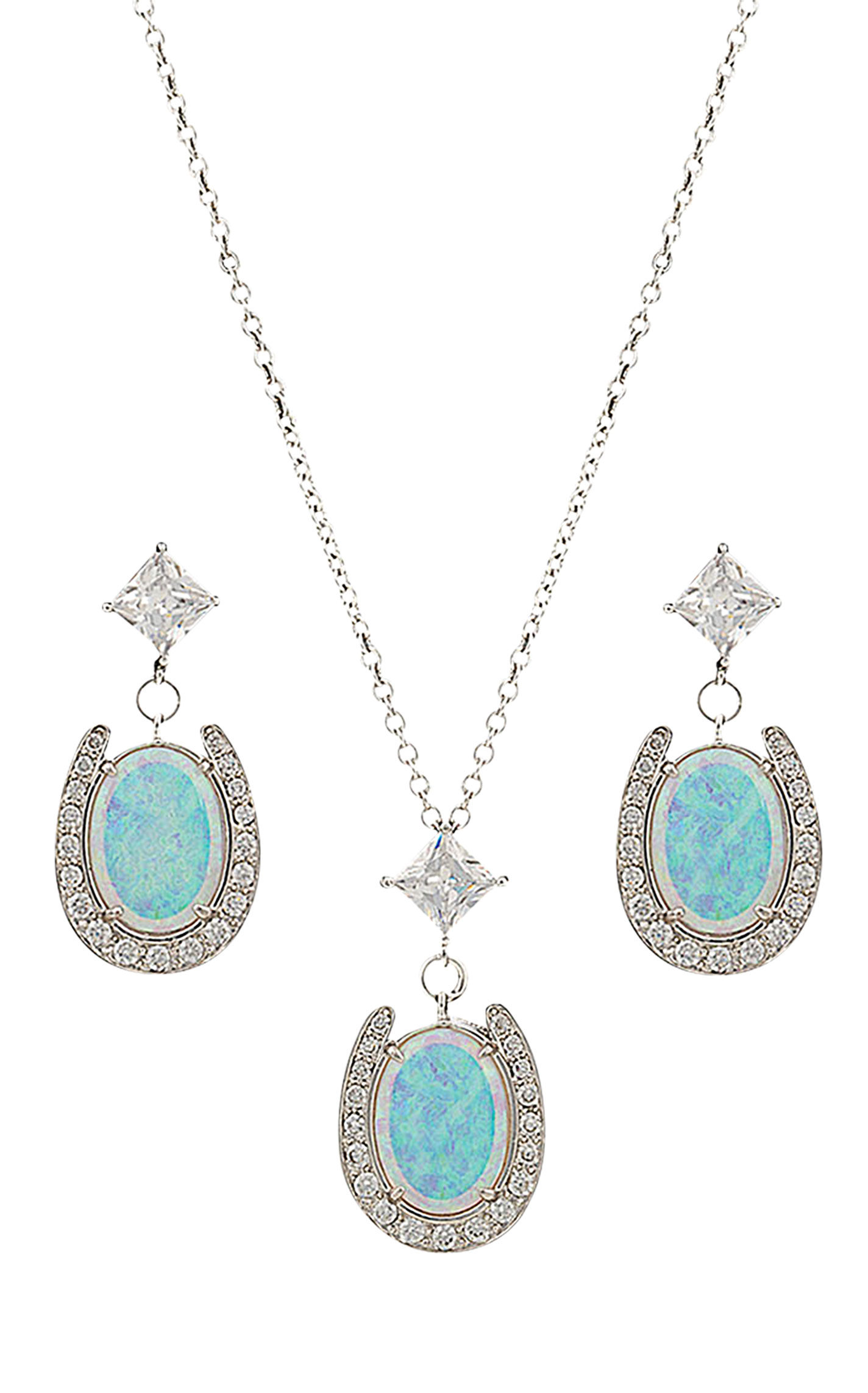 Montana Silversmiths Horseshoe with Opal Center Jewelry Set - Image 1