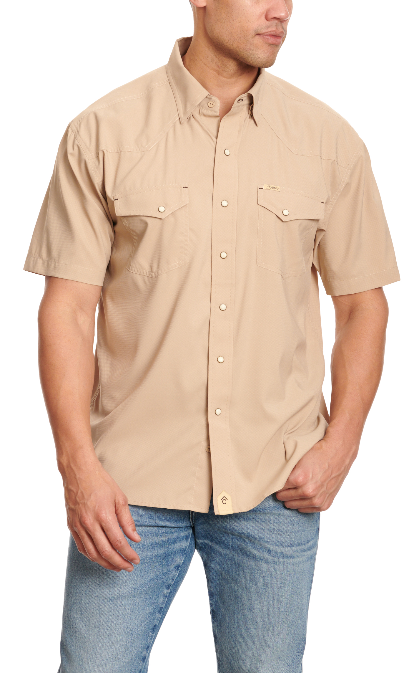 Rafter C Outdoors Men's Angler Khaki Short Sleeve Fishing Shirt - Image 3