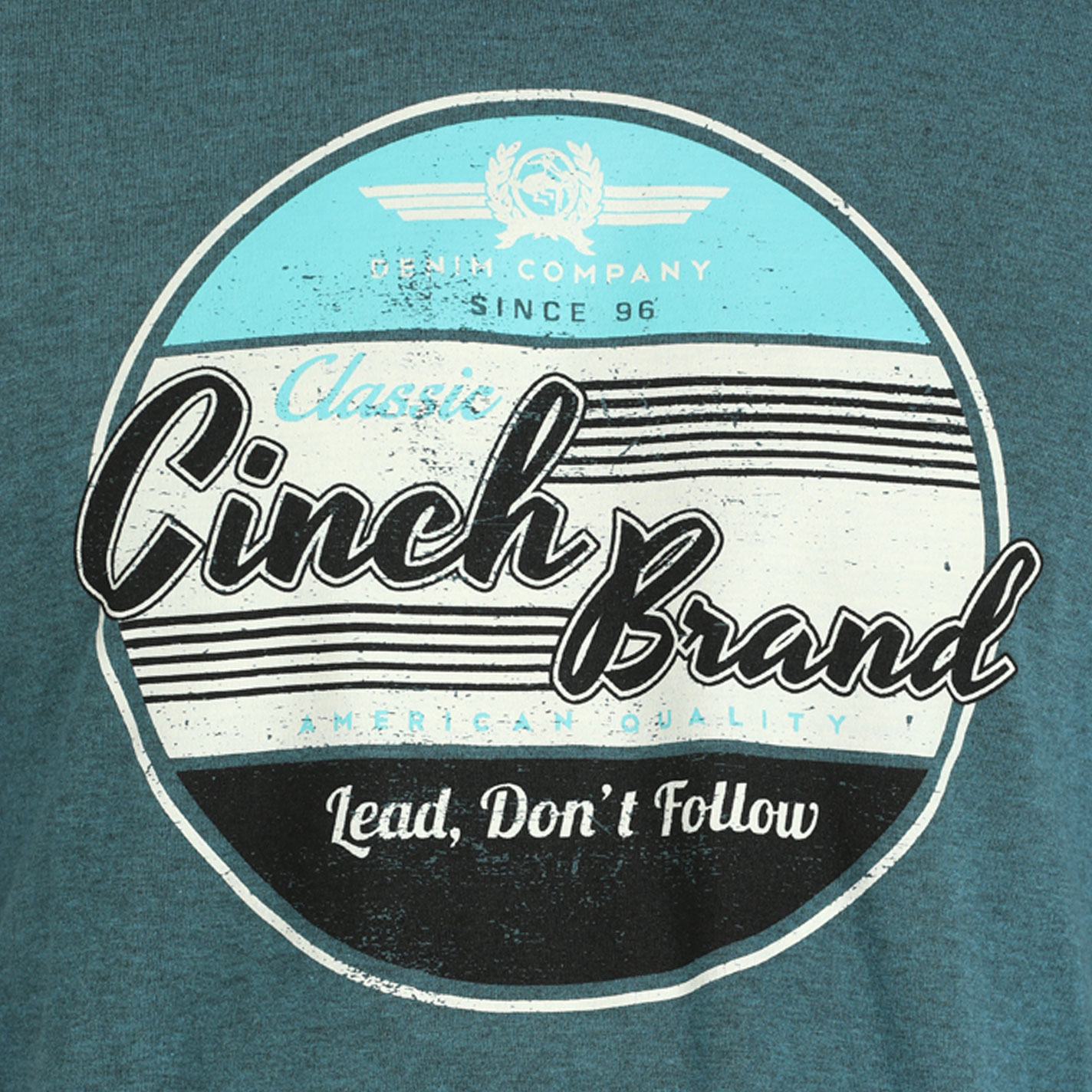 Cinch Men's Teal Lead Don't Follow Logo Graphic T-Shirt - Image 1