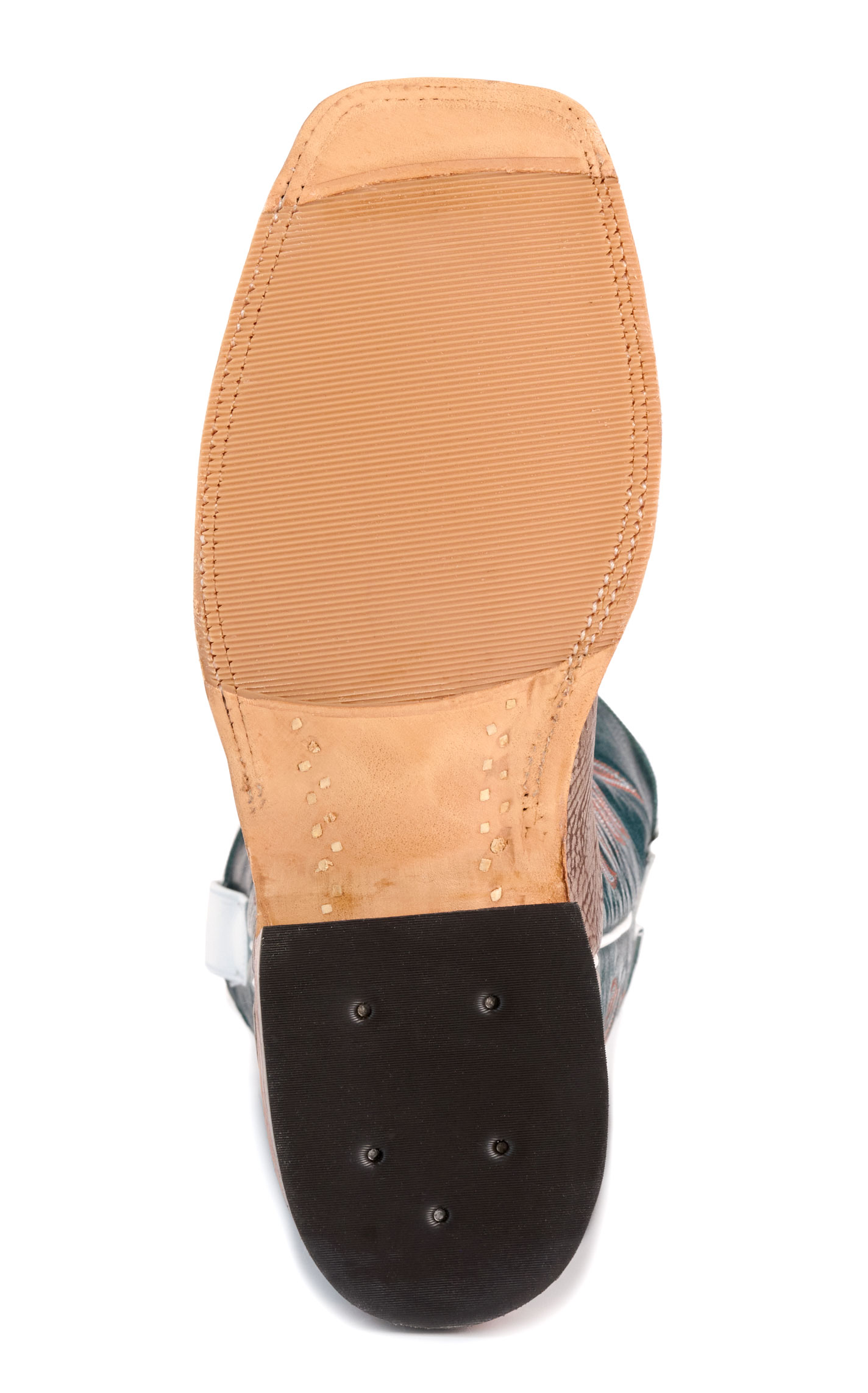 Anderson Bean Men's Brown and Teal Hybrid Wide Square Toe Cowboy Boots - Image 1