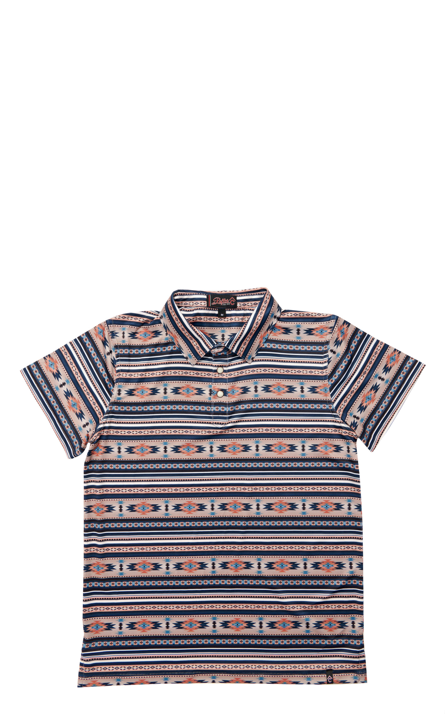 Rafter C Boy's Navy Aztec Polo Shirt - Image 1