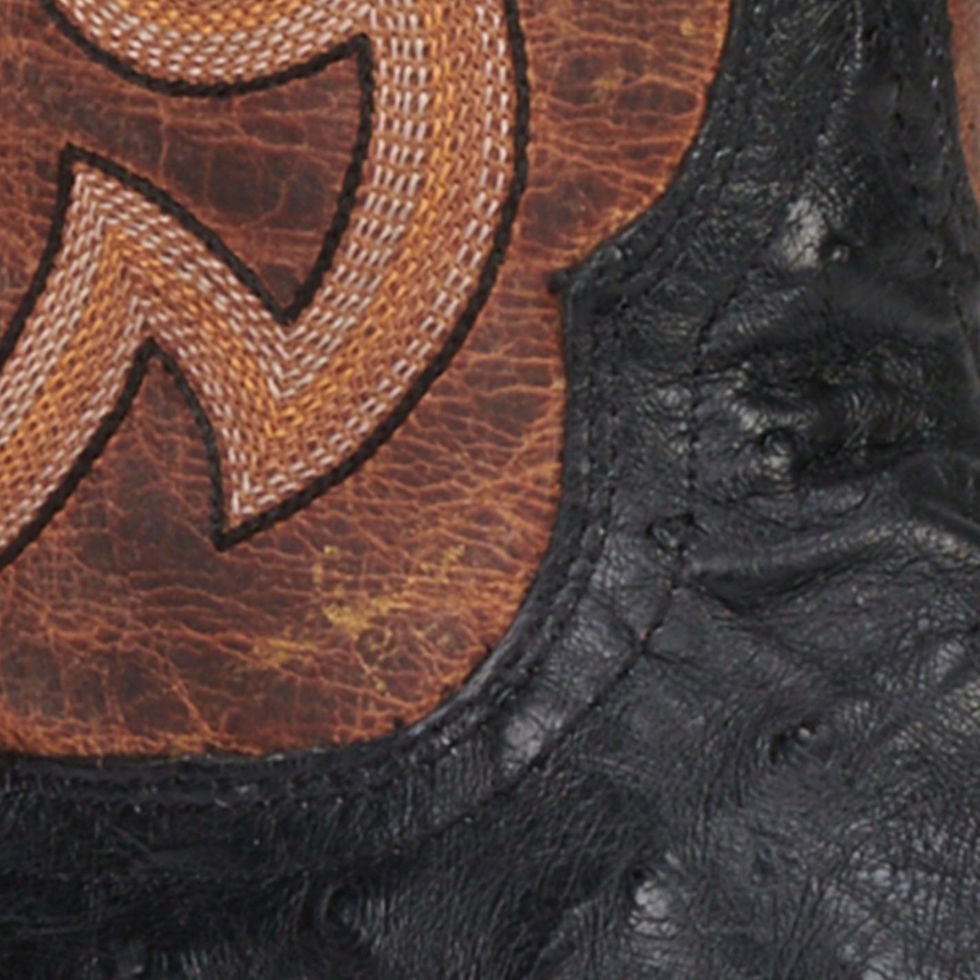 Cavender’s Women’s Brown Leather and Black Full Quill Ostrich Exotic Wide Square Toe Cowboy Boots - Image 1