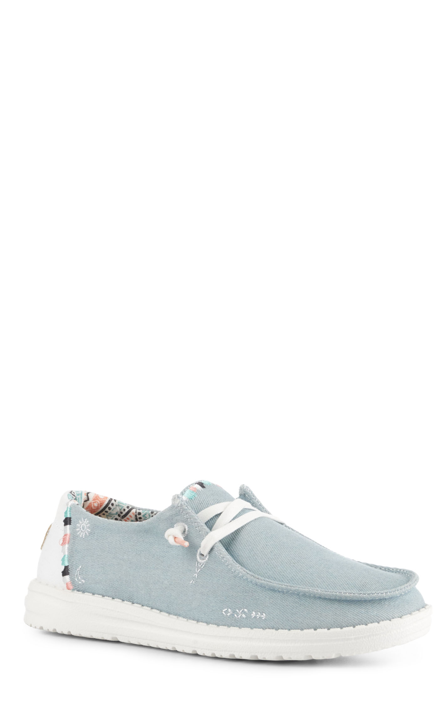 Hey Dude Women's Wendy Boho Light Denim Blue Moc Toe Lace Up Casual Shoes - Image 1