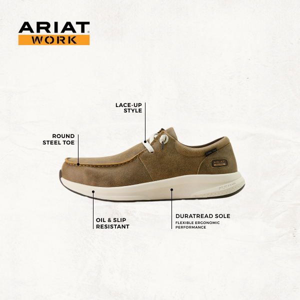 Ariat Men's Buckeye Bomber Brown Steel Round Toe Work Shoes - Image 1