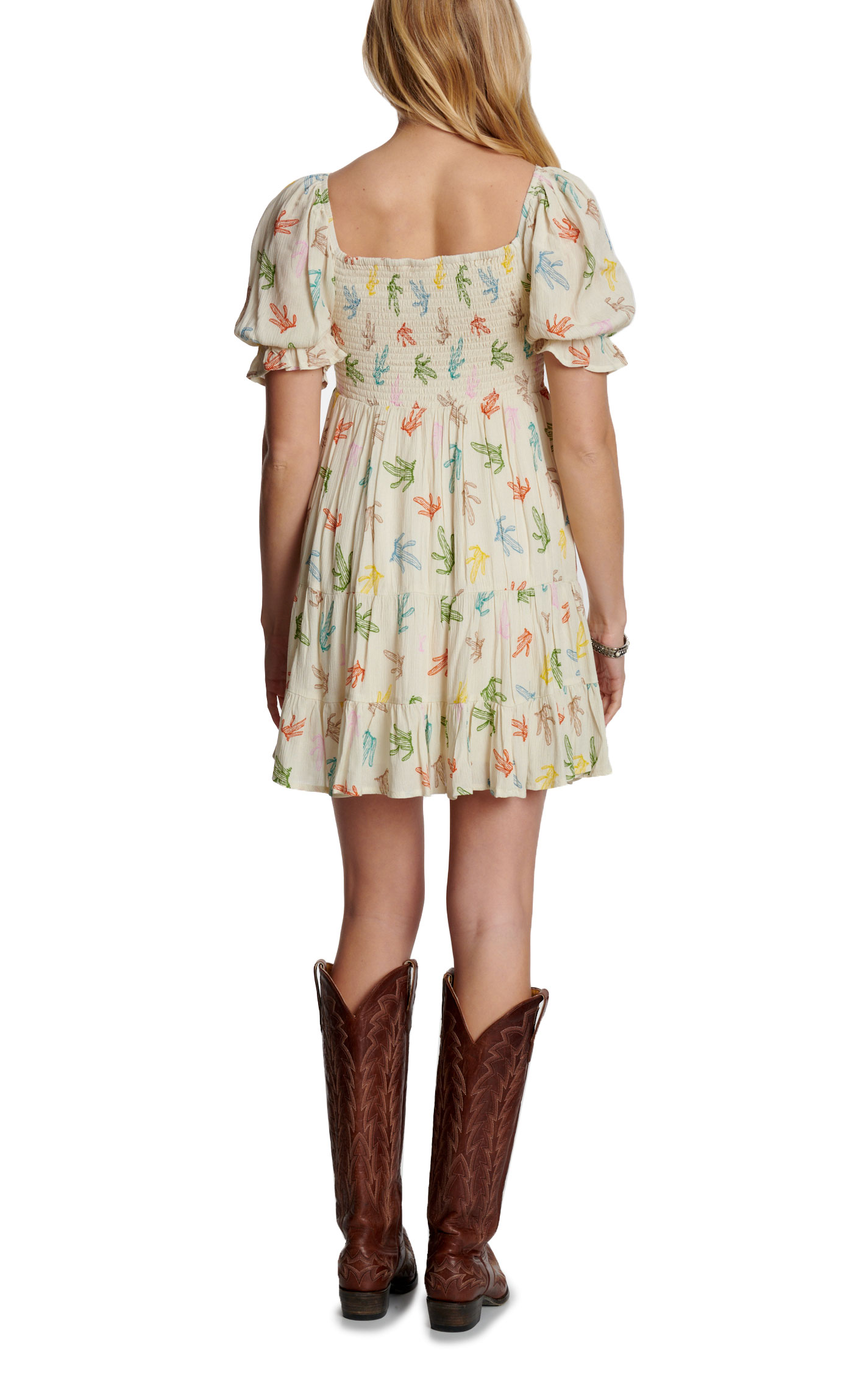 Blue B Women's Ivory Cactus Print Smocked Dress - Image 1