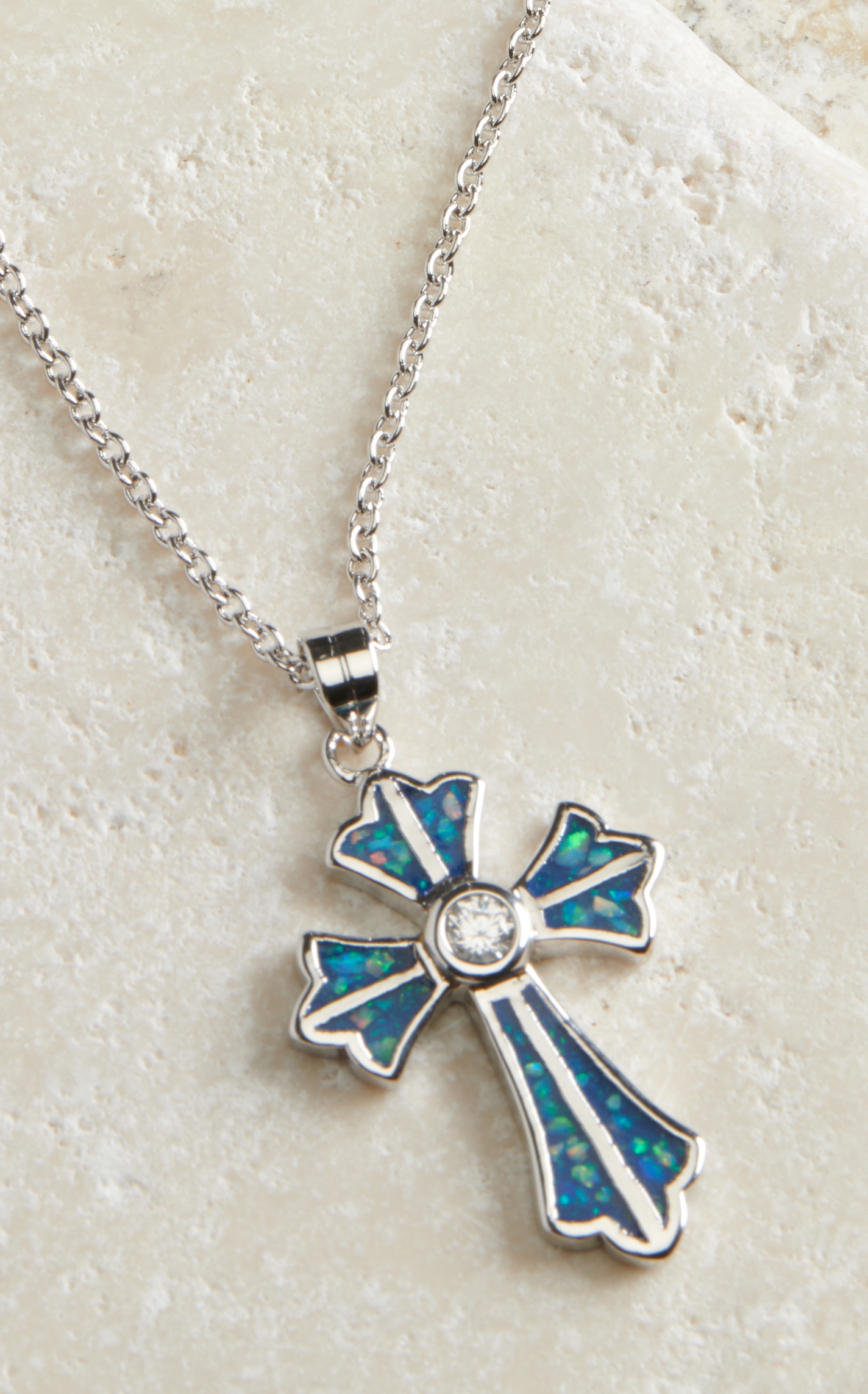 Montana Silversmiths River of Lights Pond of Faith Cross Necklace - Image 1