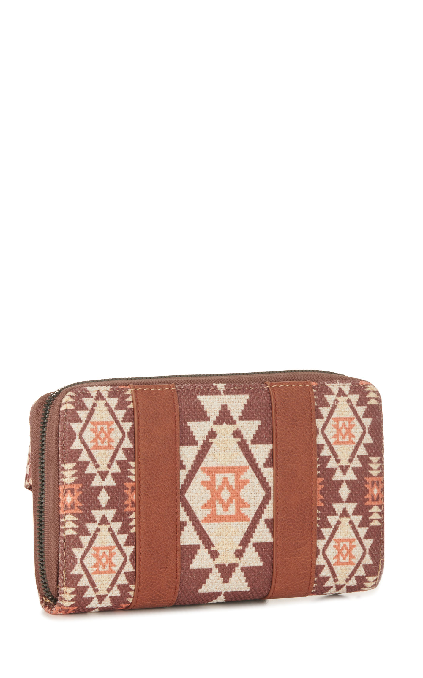 Wrangler Chocolate & Tangerine Aztec Long Wristlet Wallet - Image 1