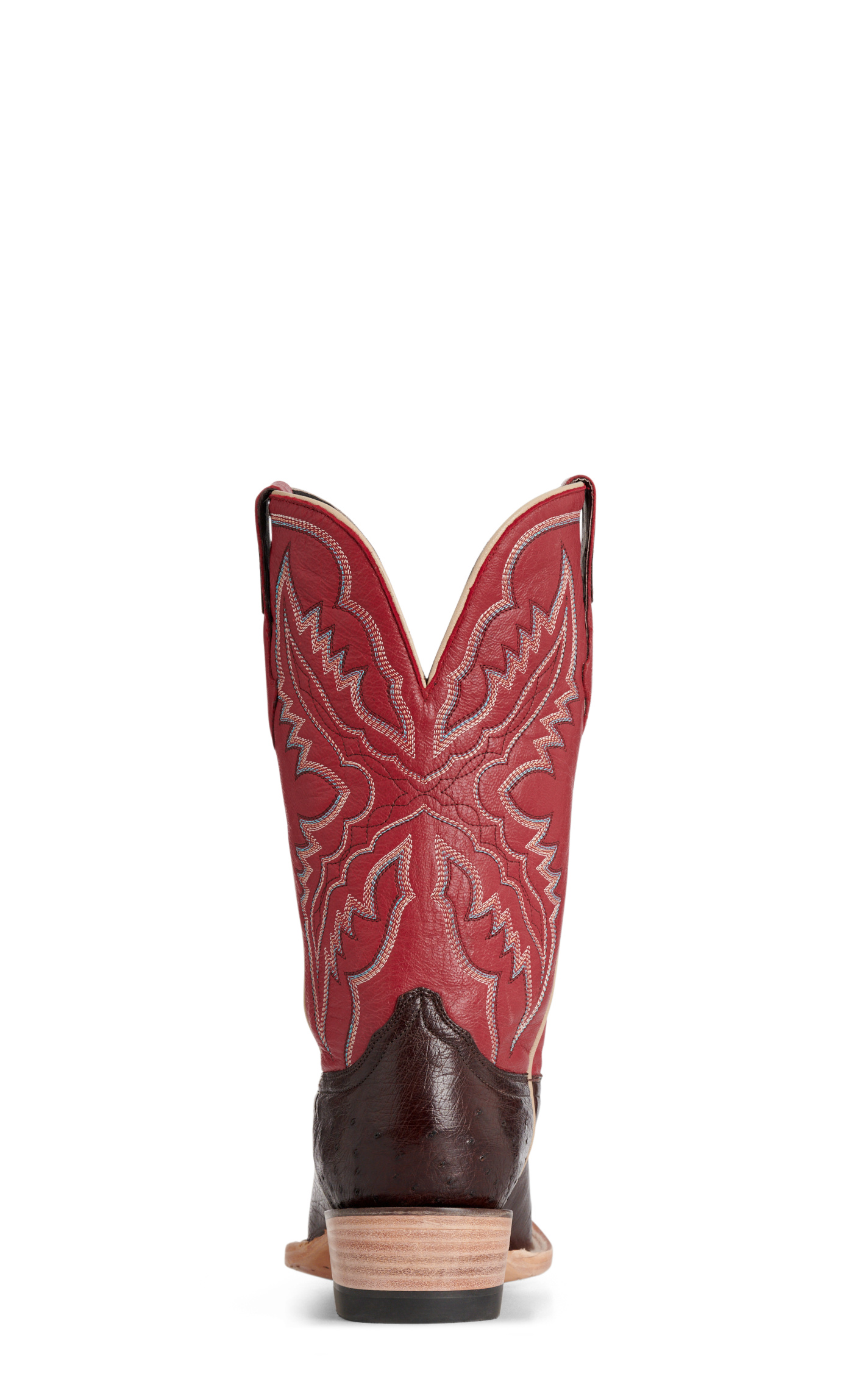 Resistol Men’s Nicotine & Red Smooth Quill Ostrich Cutter Toe Cowboy Boots - Image 1