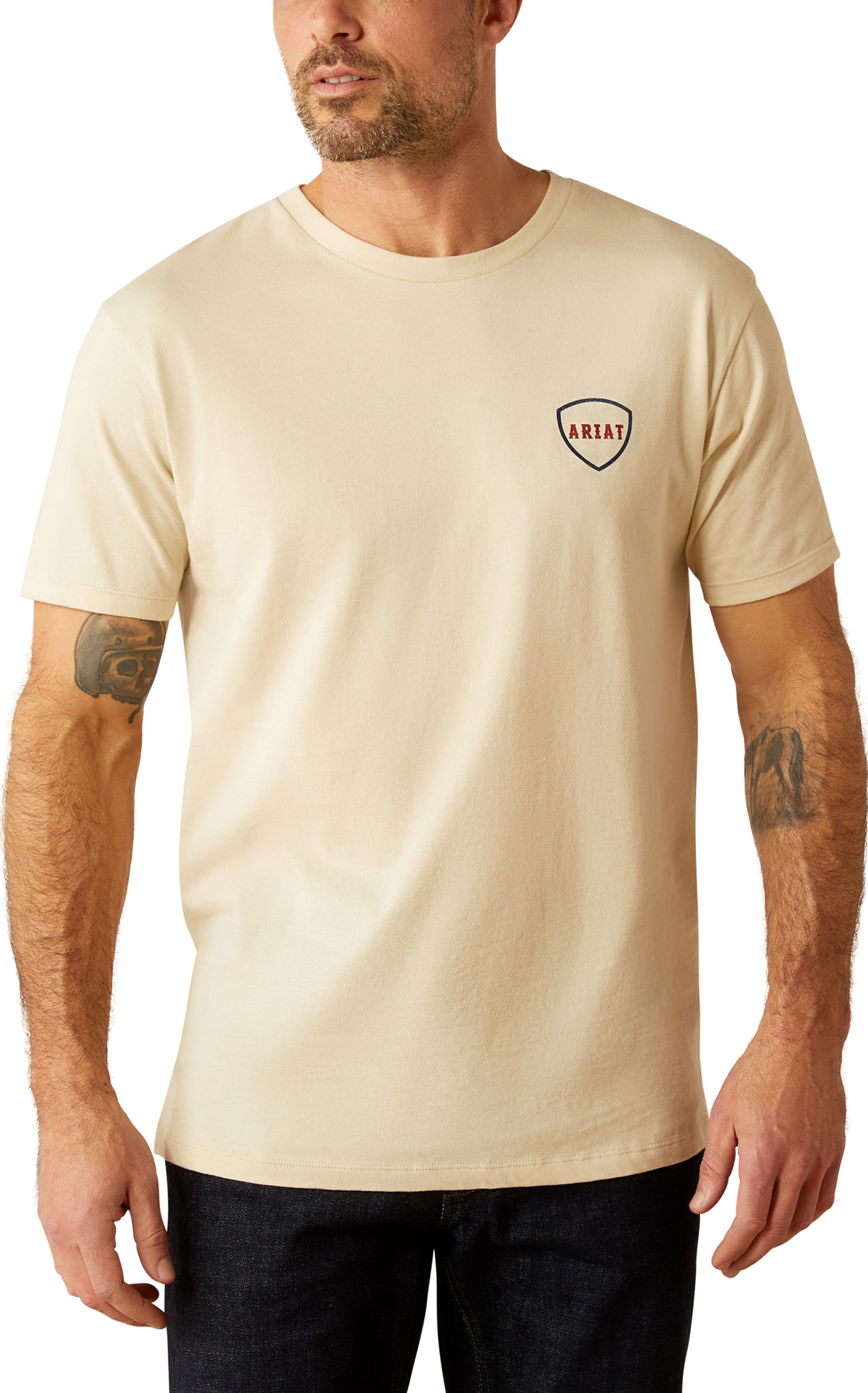 Ariat Men's Bone Barbed Wire Flag Logo Graphic T-Shirt - Image 1