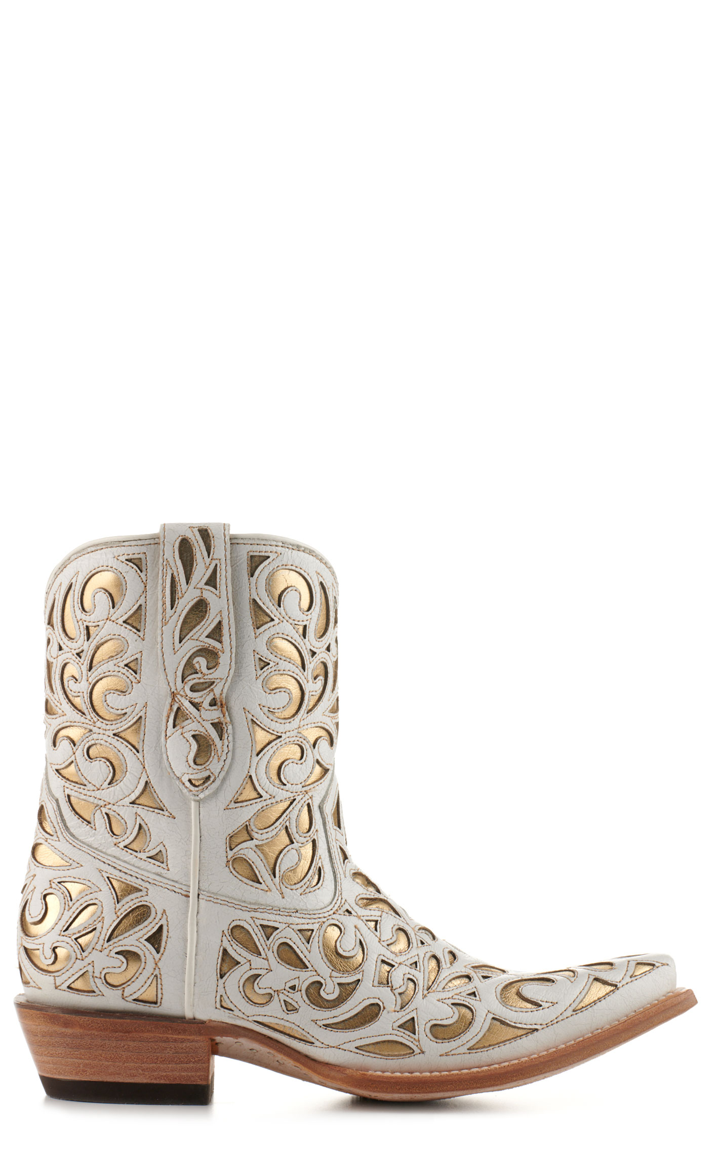 Ariat Women's Valentina White with Gold Inlay Snip Toe Booties - Image 1