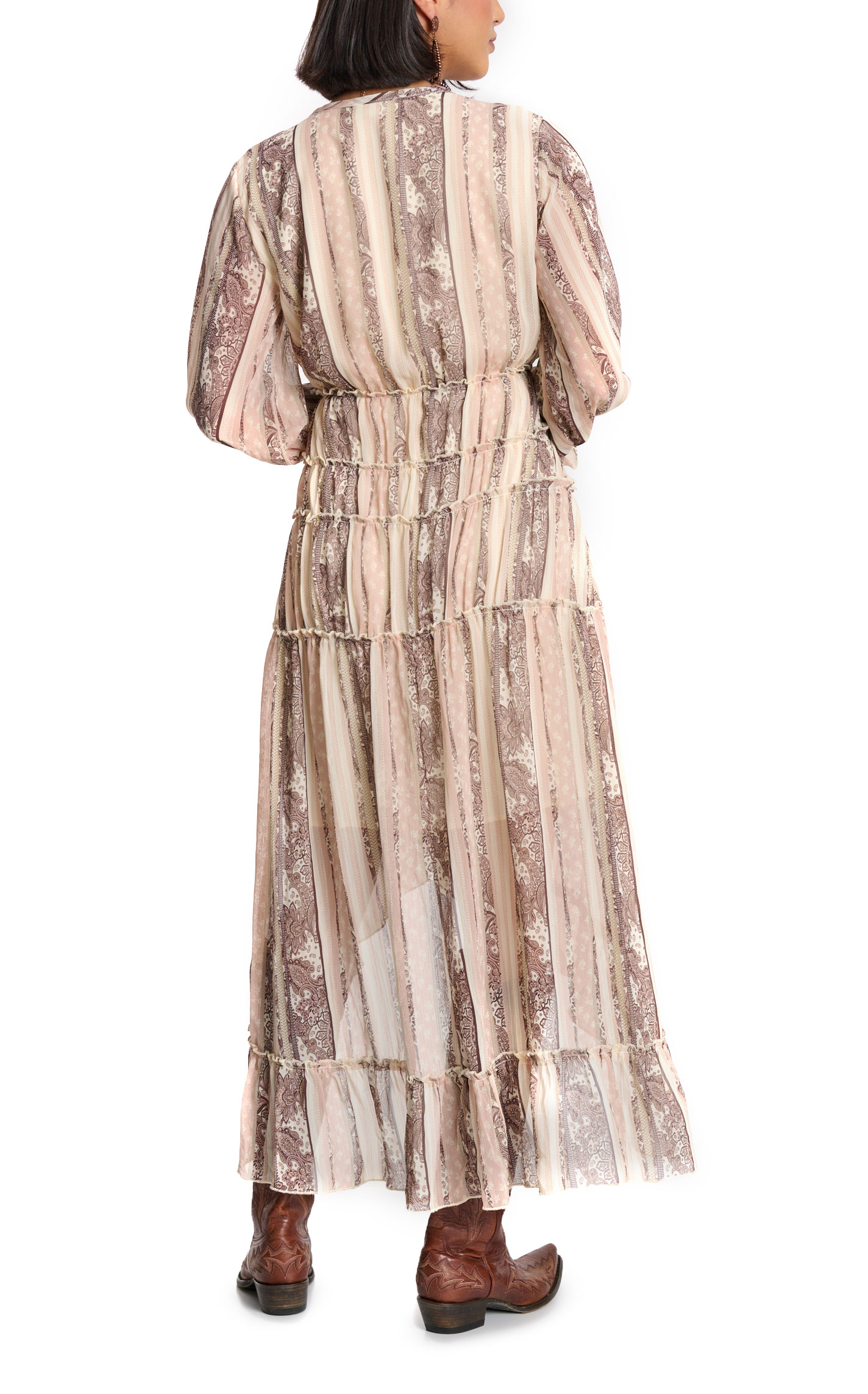 Blue B Women's Chocolate & Dusty Pink Vertical Paisley Dress - Image 1