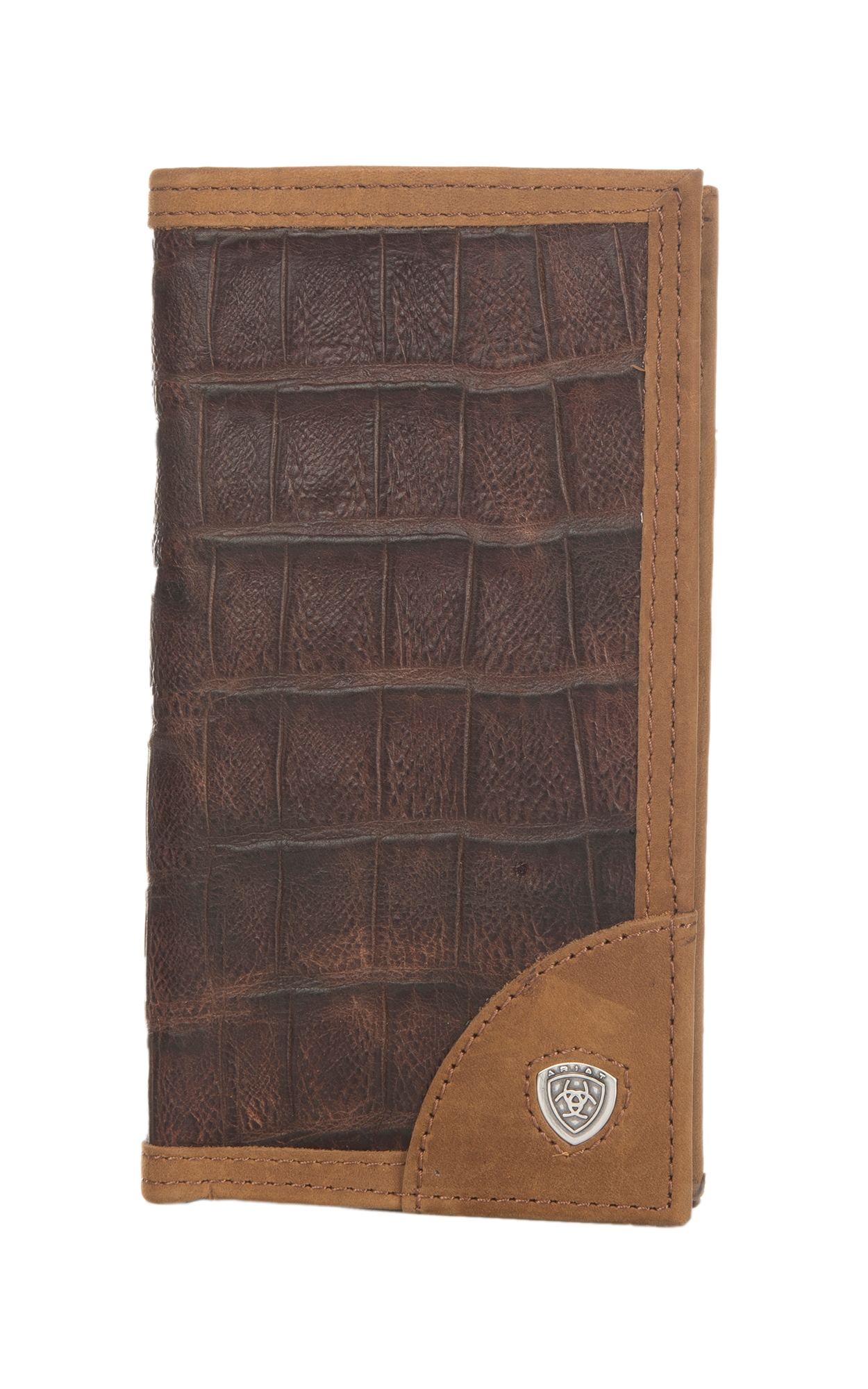 Ariat Brown Crocodile Print Rodeo Wallet / Checkbook Cover - Image 1