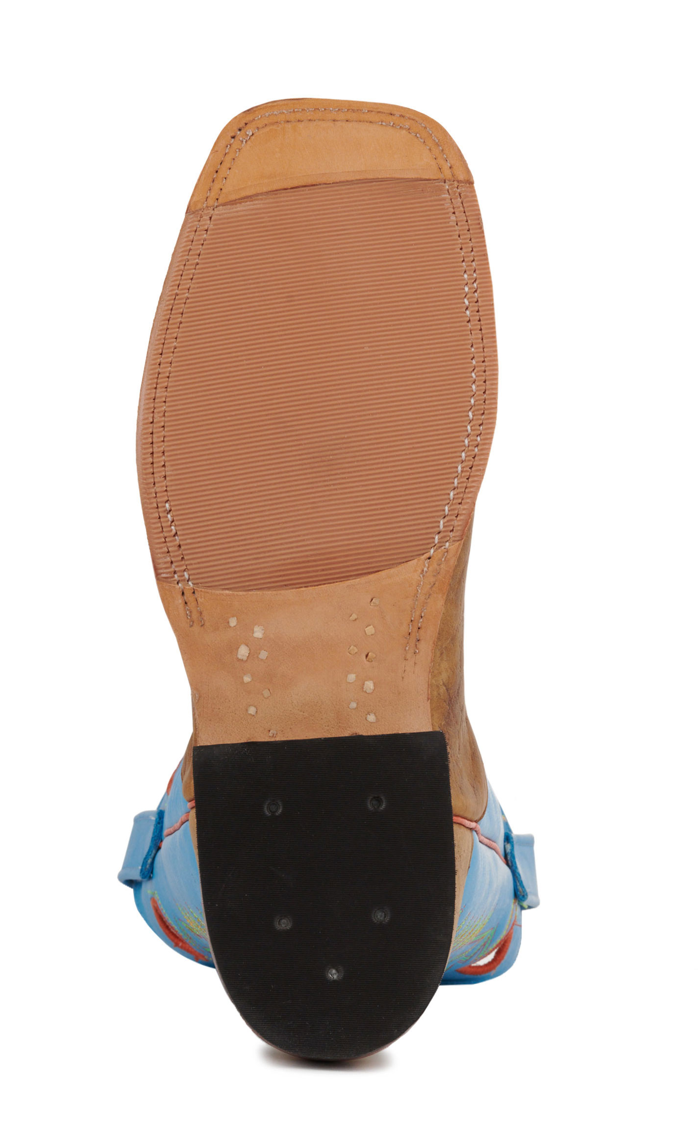 Anderson Bean Mens' Natural Brahma Bison and Blue Hybrid Square Toe Cowboy Boots - Image 1