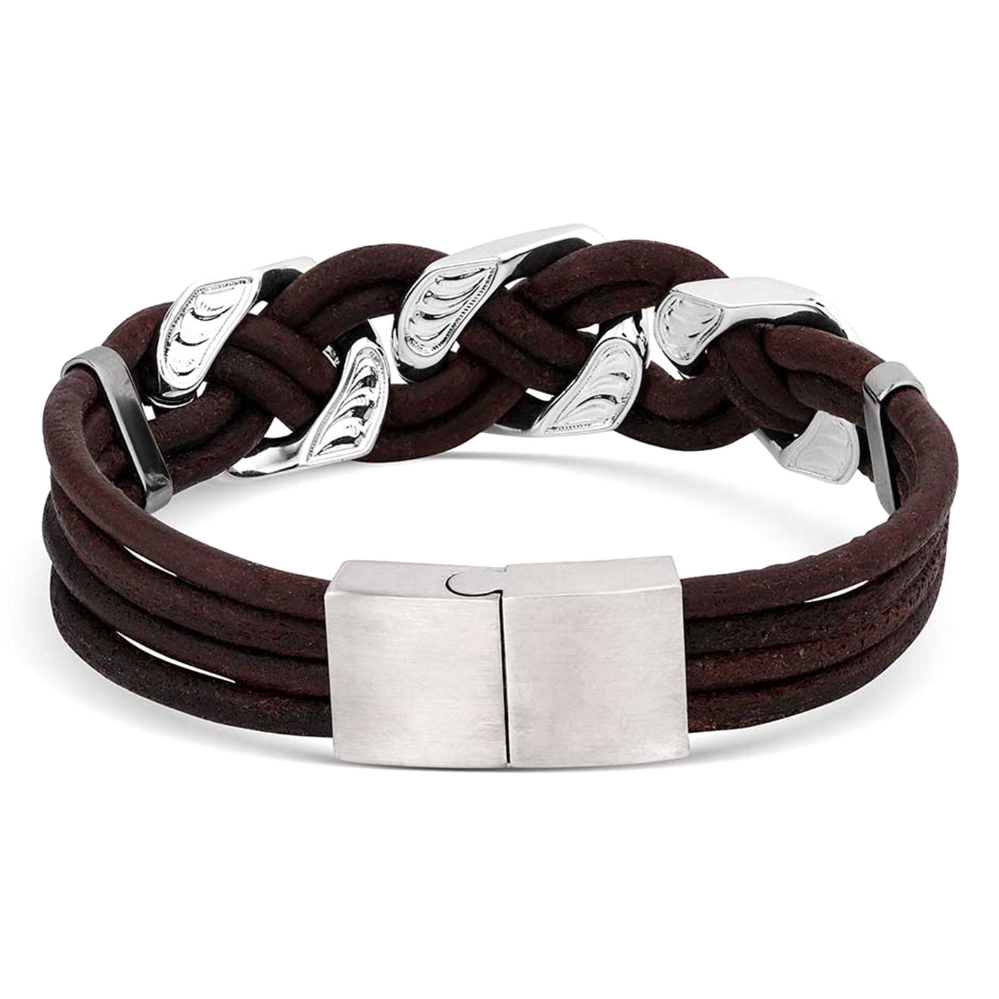 Montana Silversmiths Men's Rustic Silver & Leather Braided Bracelet - Image 1