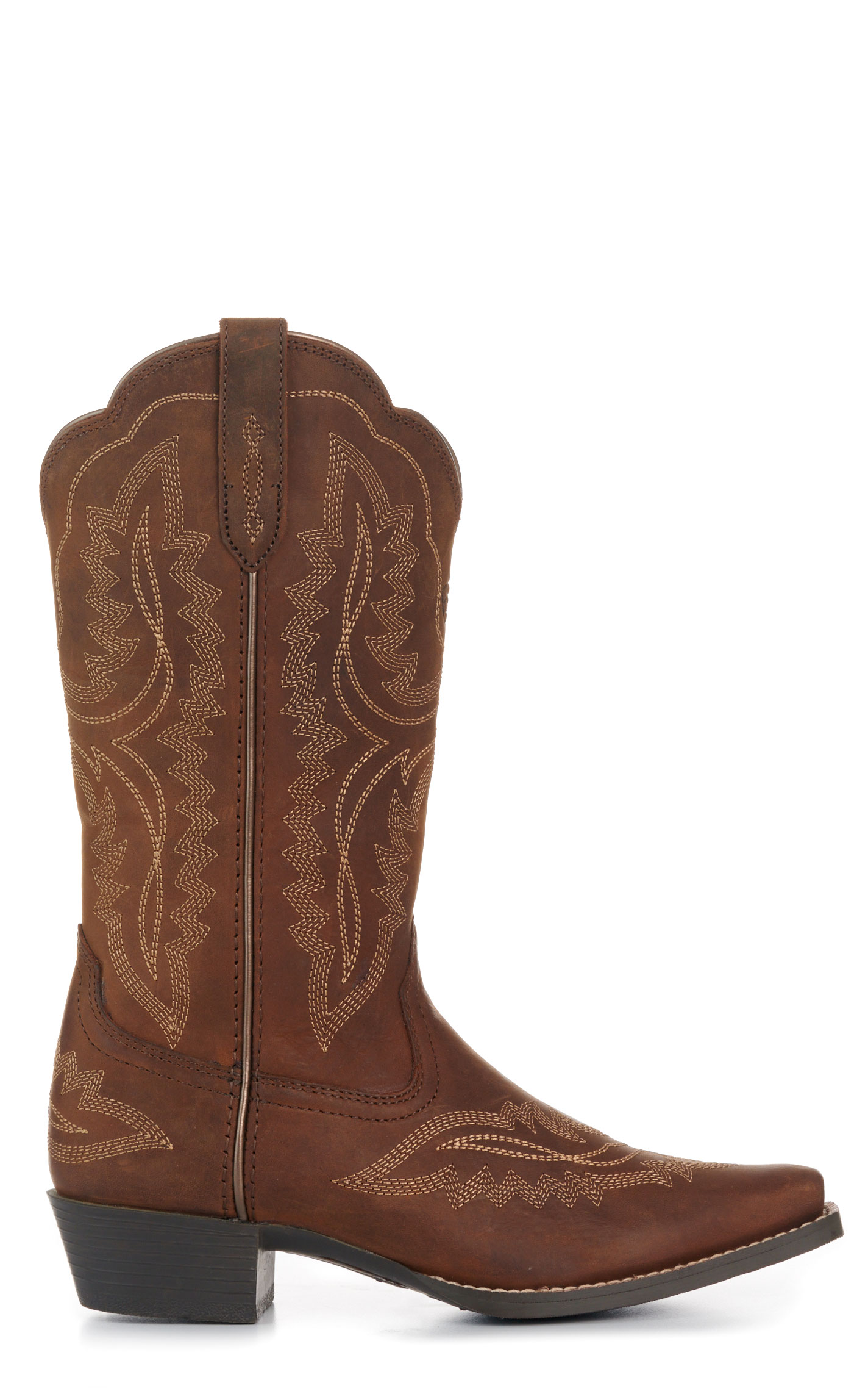 Ariat Youth Casanova Distressed Brown Snip Toe Cowboy Boots - Image 1