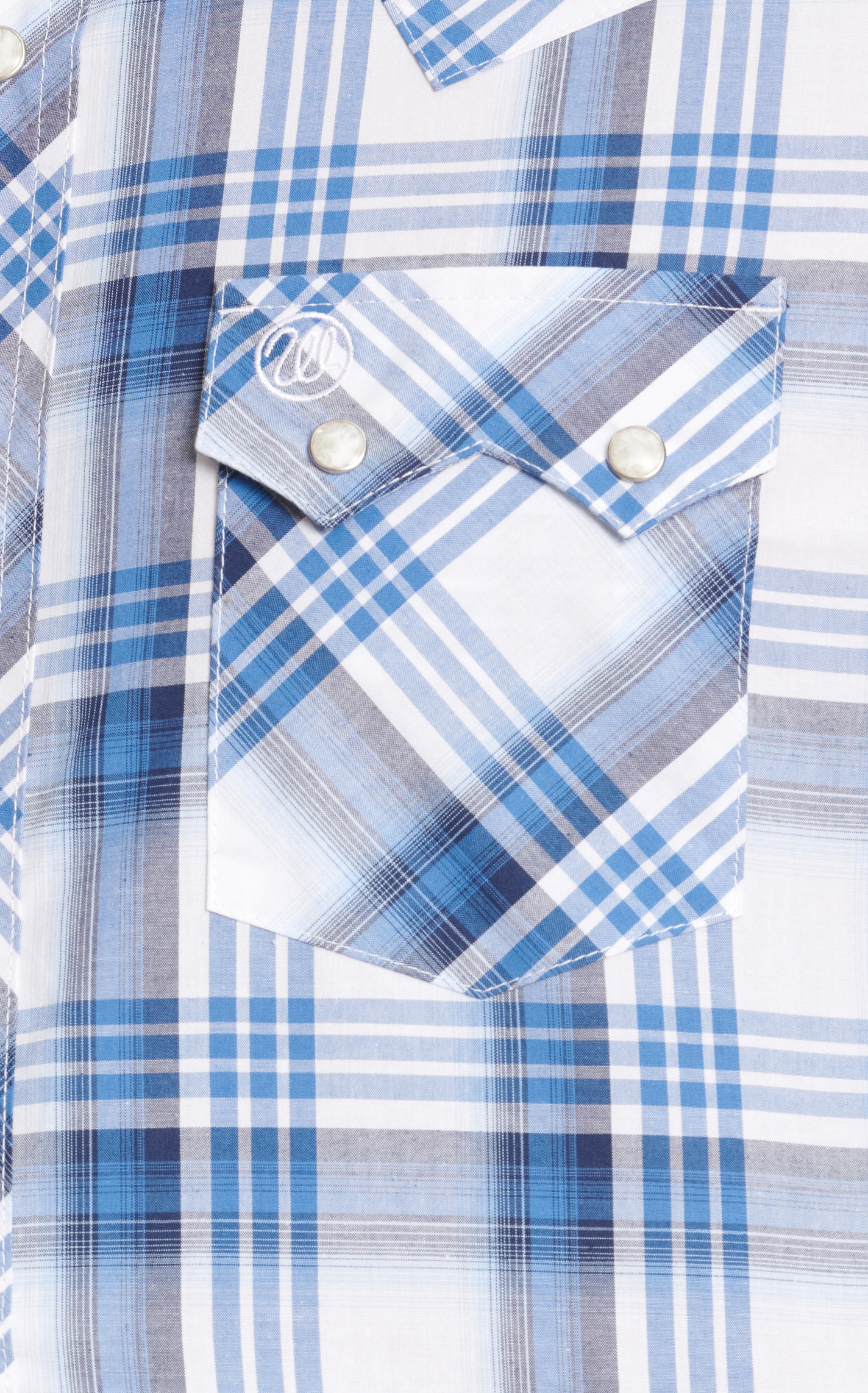 Wrangler Retro Men's White Royal Blue & Black Plaid Western Shirt - Image 1