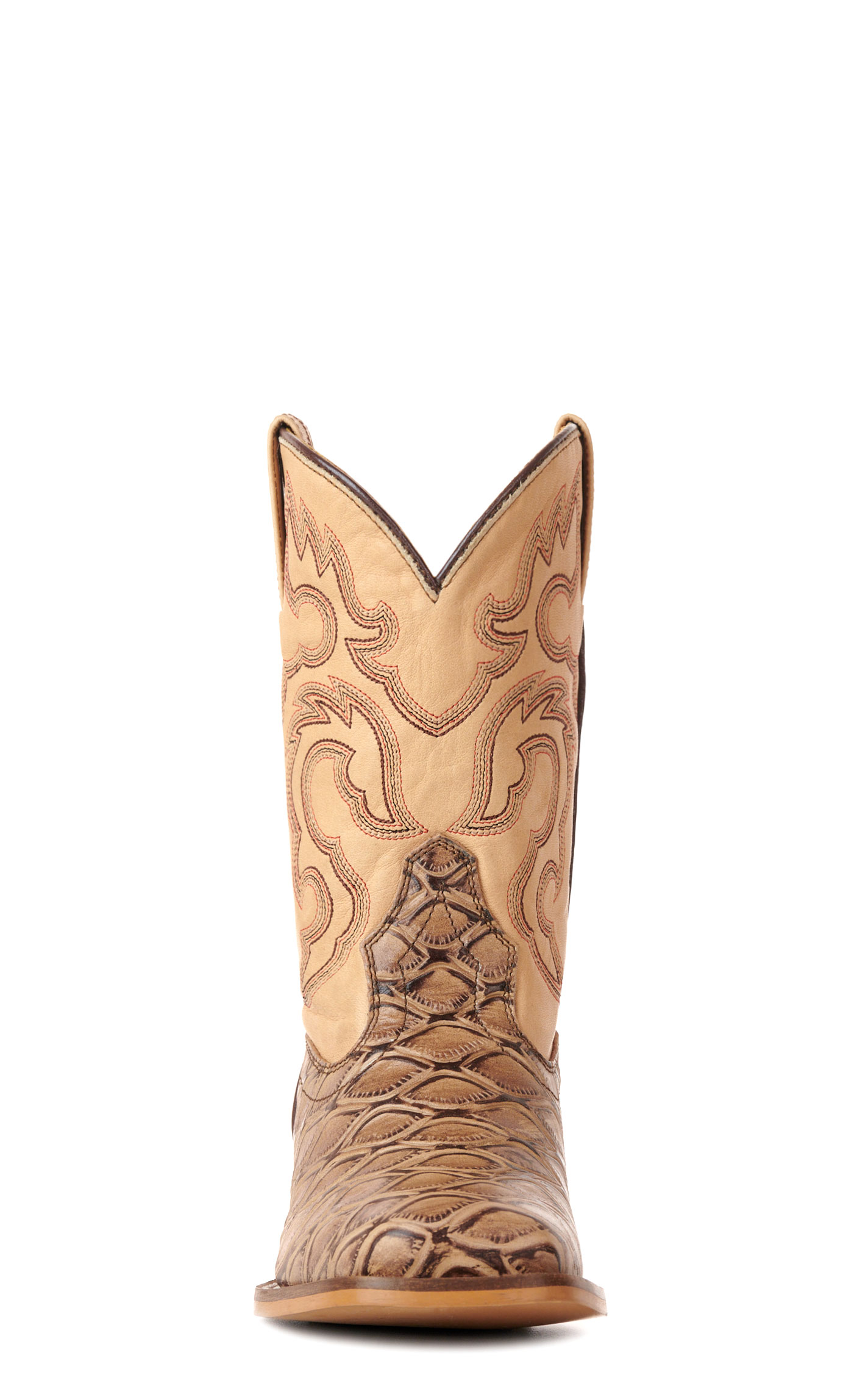 Cavender's Kids' Natural & Tan Fish Print Wide Square Toe Cowboy Boots - Image 1