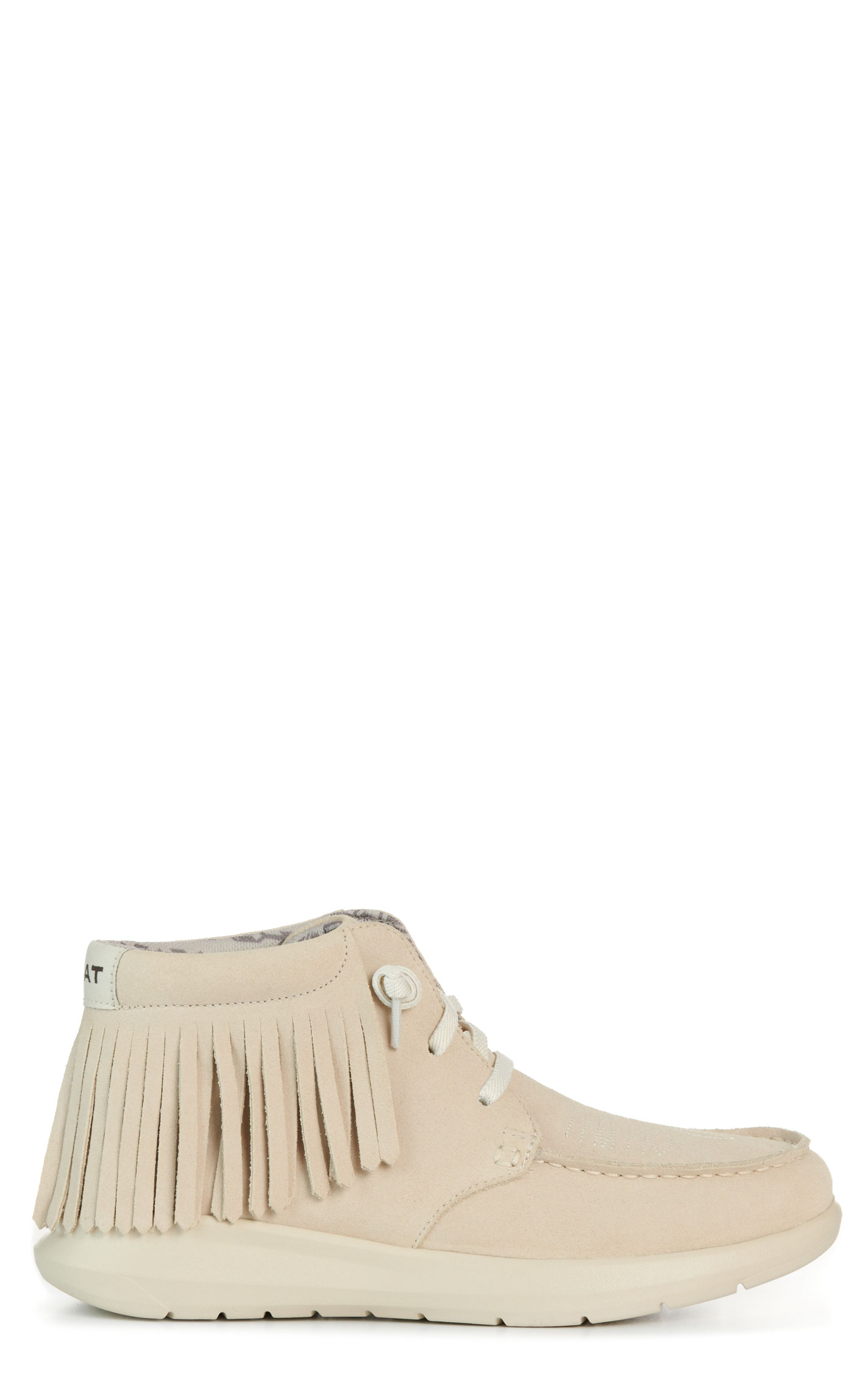 Ariat Women’s Sand Suede Hilo Fringe High Top Laced Moc Toe Casual Shoes - Image 1