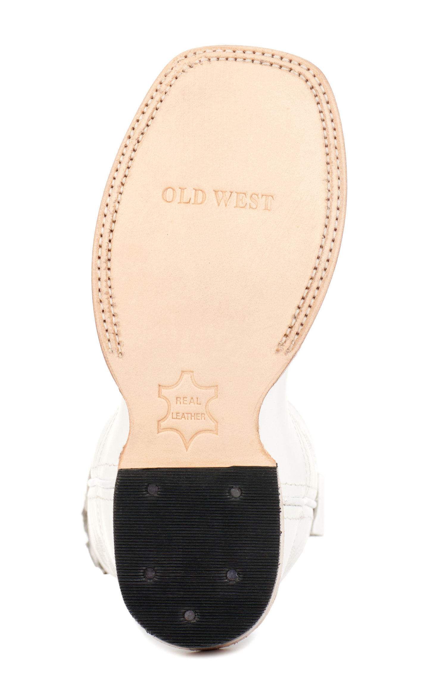 Old West Kids' White Wide Square Toe Cowboy Boots - Image 1