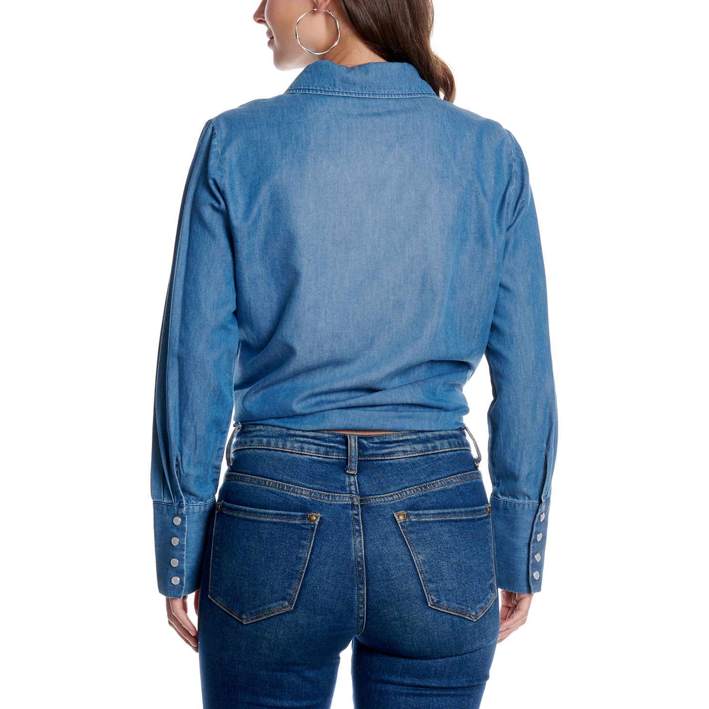 Rockin' C Women's Blue Embroidered Collar Denim Shirt - Image 1