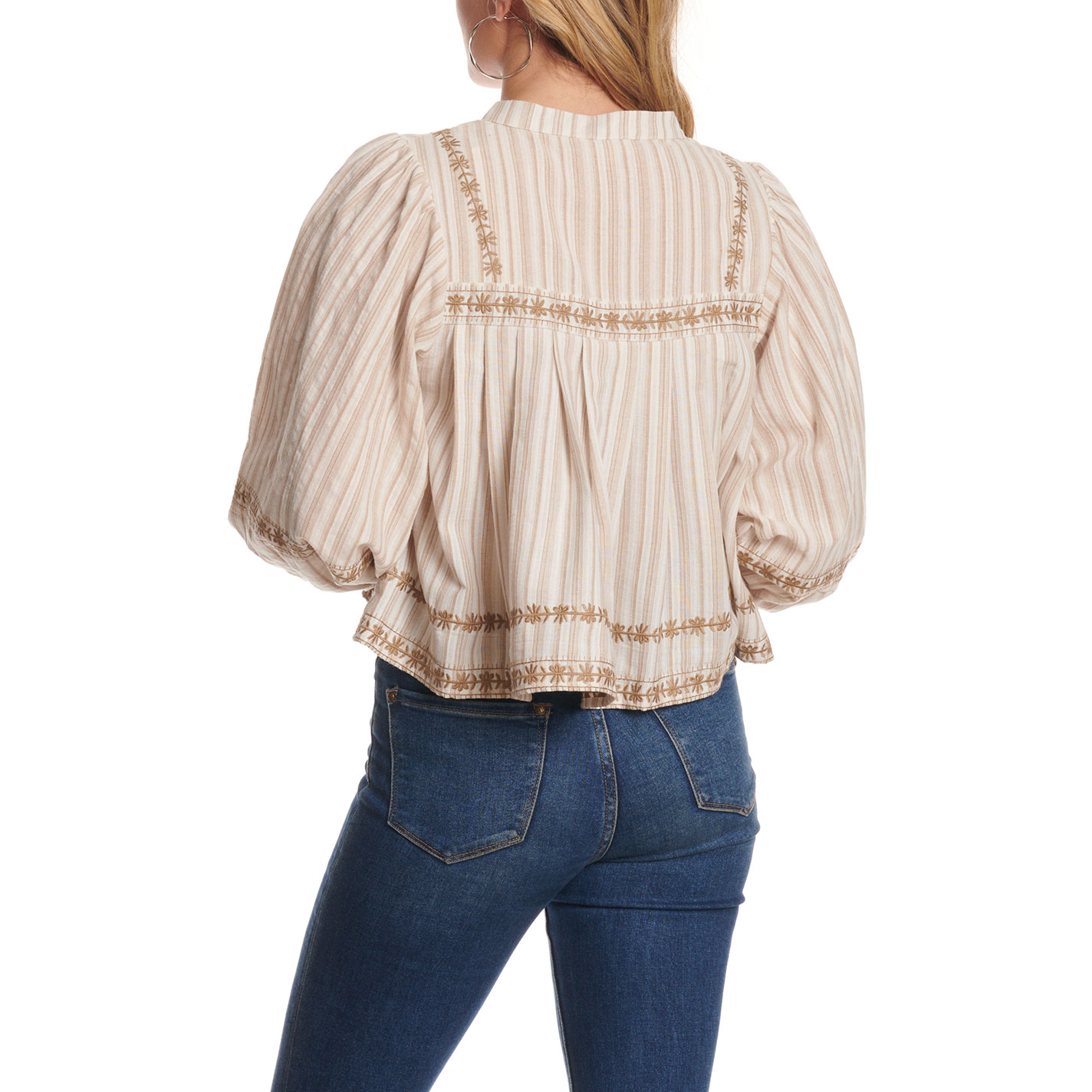 Endless Blu Ivory & Beige Embroidered Long Sleeve Top - Image 1