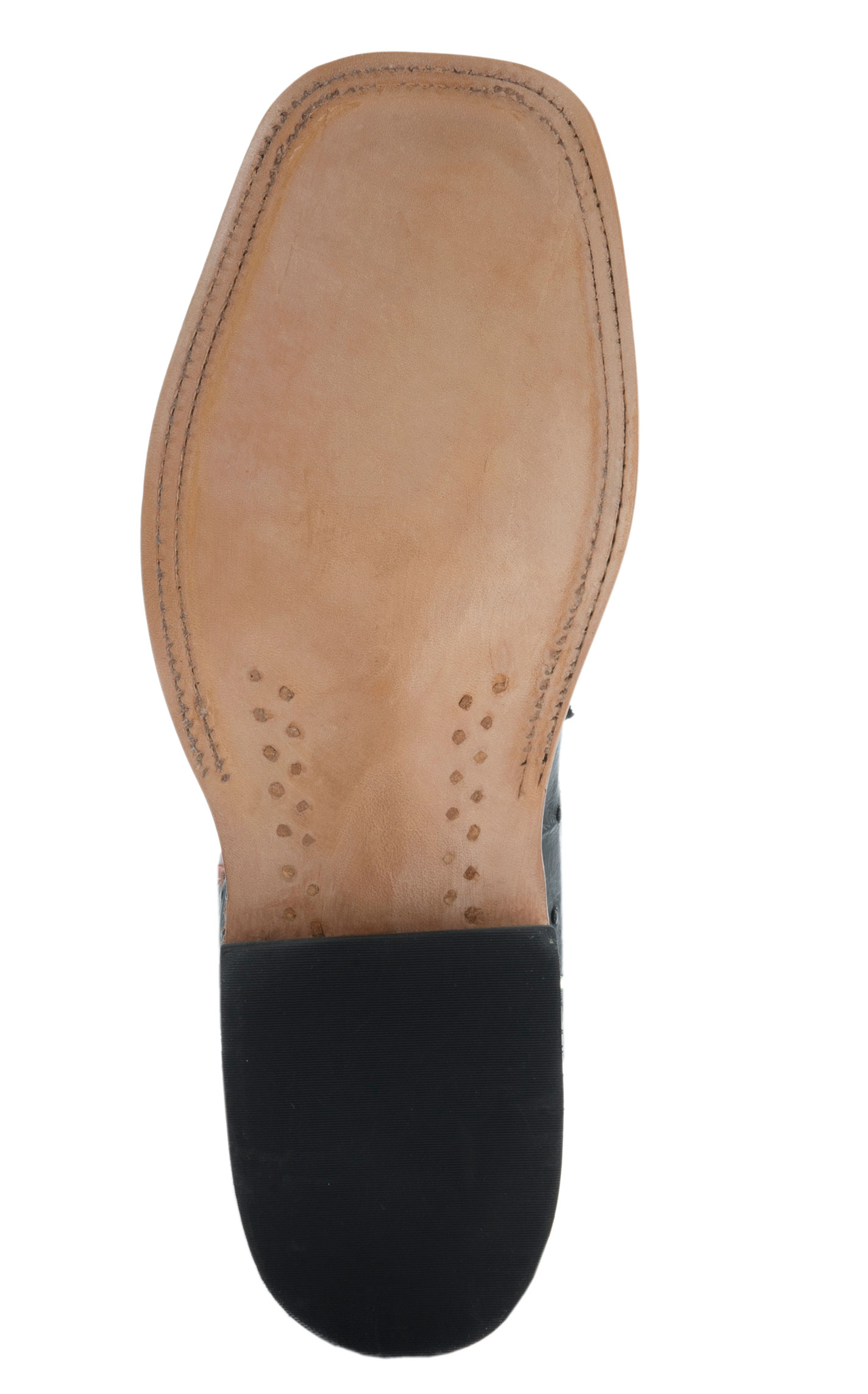 Anderson Bean Men's Black Full Quill Ostrich and Rust Lava Square Toe Exotic Cowboy Boots - Image 1