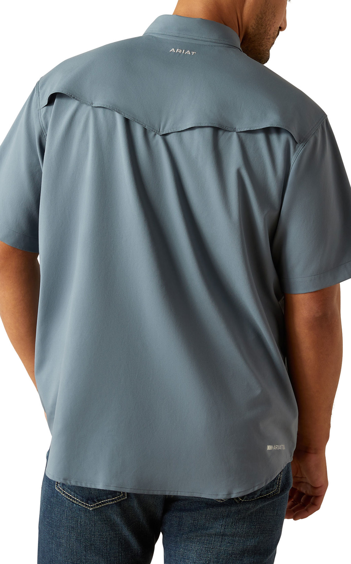Ariat Men's VentTEK Gray-Blue Western Fitted Shirt - Image 1