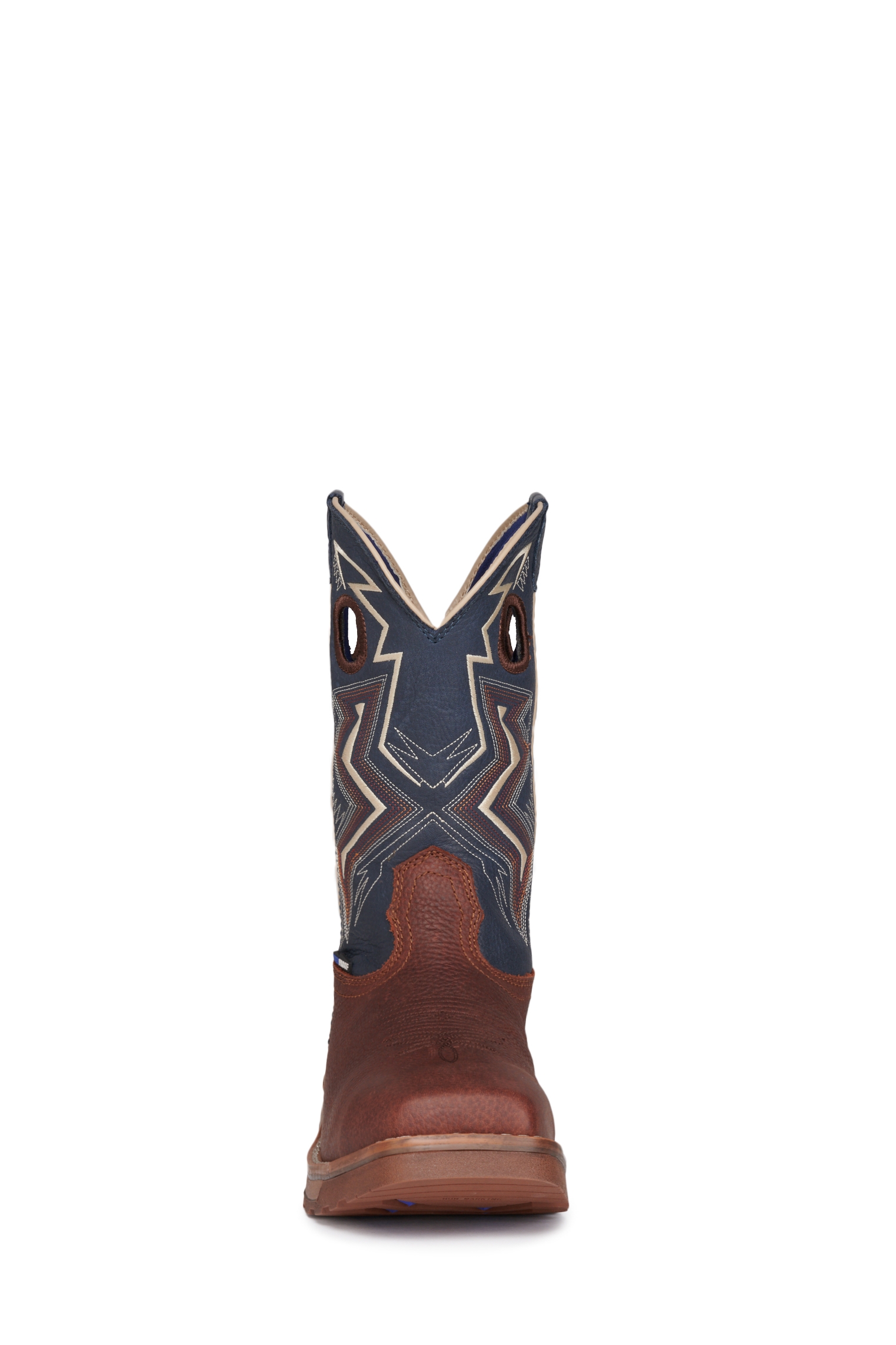 Tony Lama Men's Brown and Blue Square Toe Work Boots - Image 1