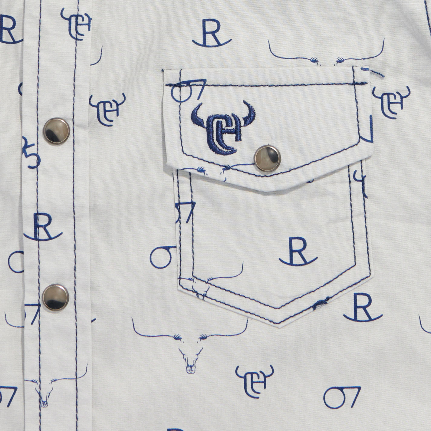 Cowboy Hardware Toddler Boy's Light Gray Branding Irons Pearl Snap Shirt - Image 1
