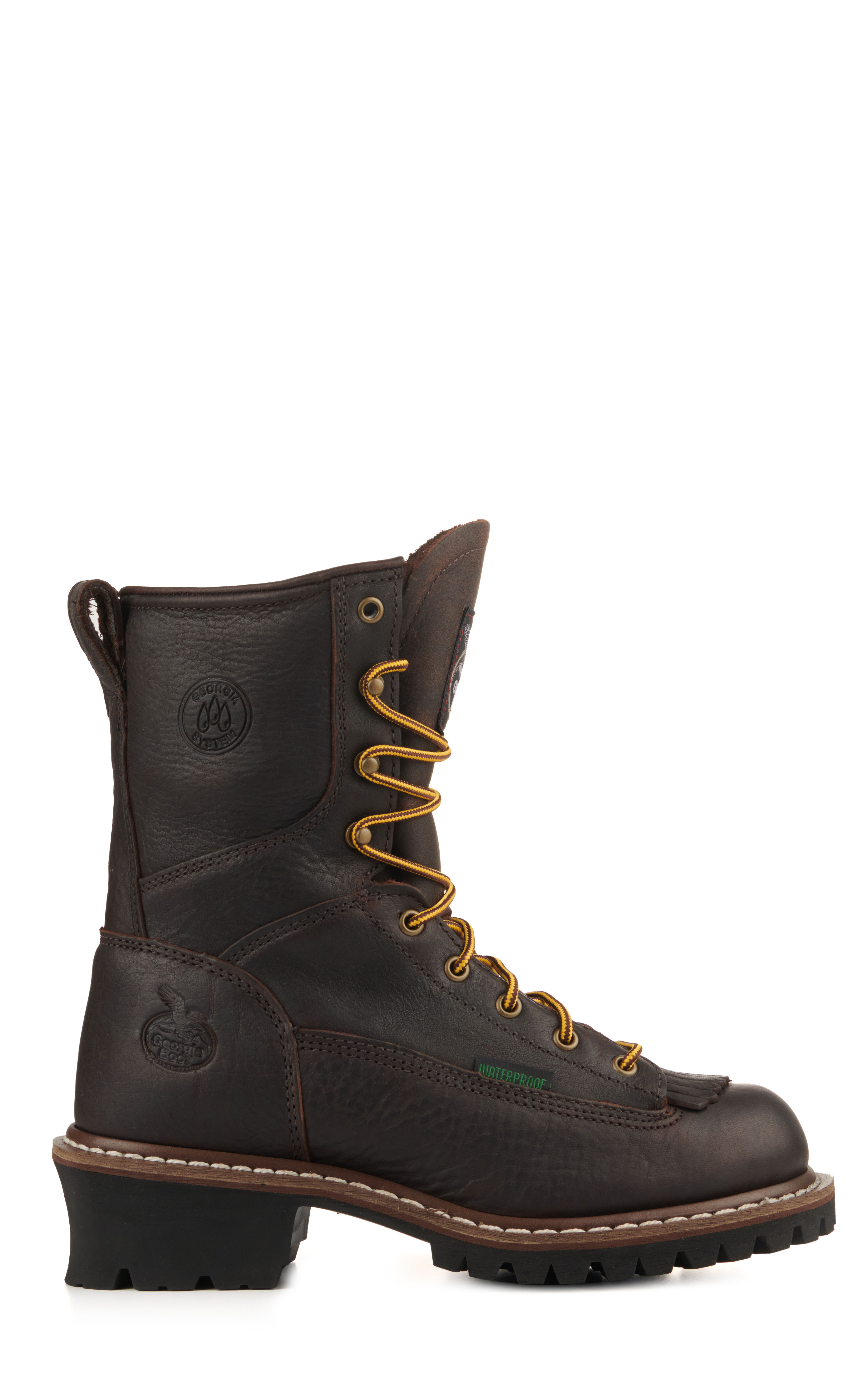 Georgia Men's Dark Brown Waterproof Round Toe Lace Up Logger Work Boots - Image 1