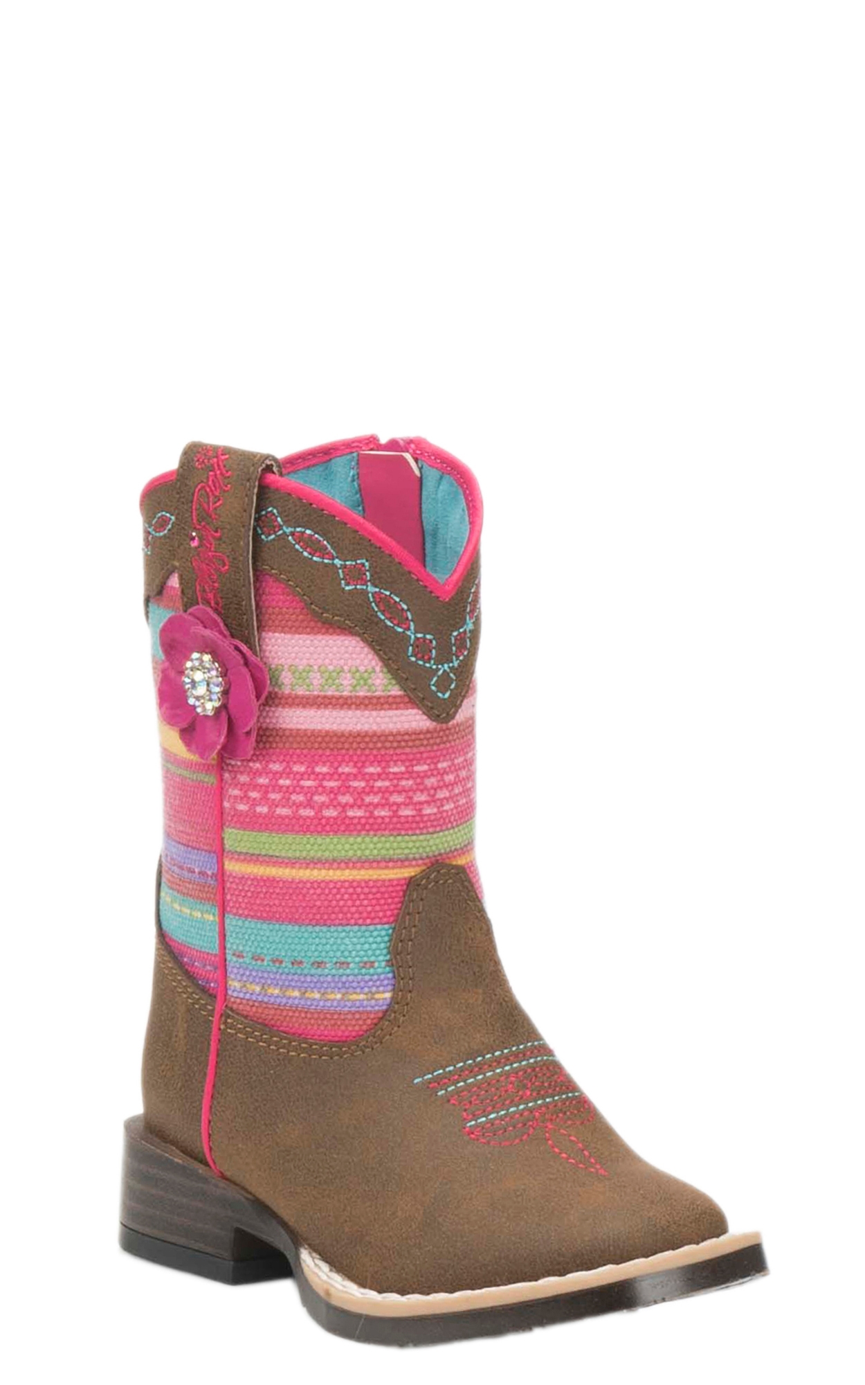 Blazin Roxx Toddler Brown and Serape Print Square Toe Cowboy Boots - Image 1