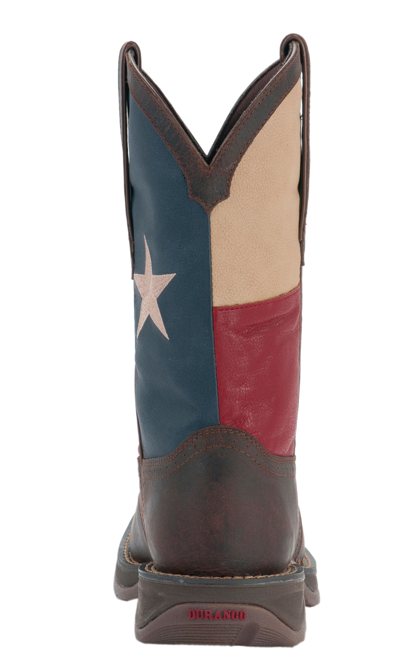 Durango Men's Rebel Saddle Brown & Texas Flag Square Toe Cowboy Boots - Image 1