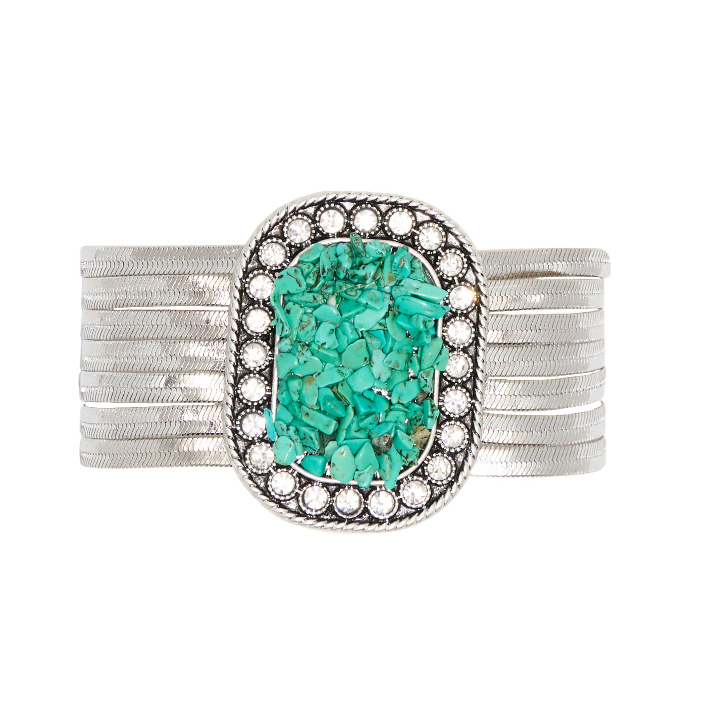 Cowgirl Confetti Glowing Energy Silver & Turquoise Cuff Bracelet - Image 1