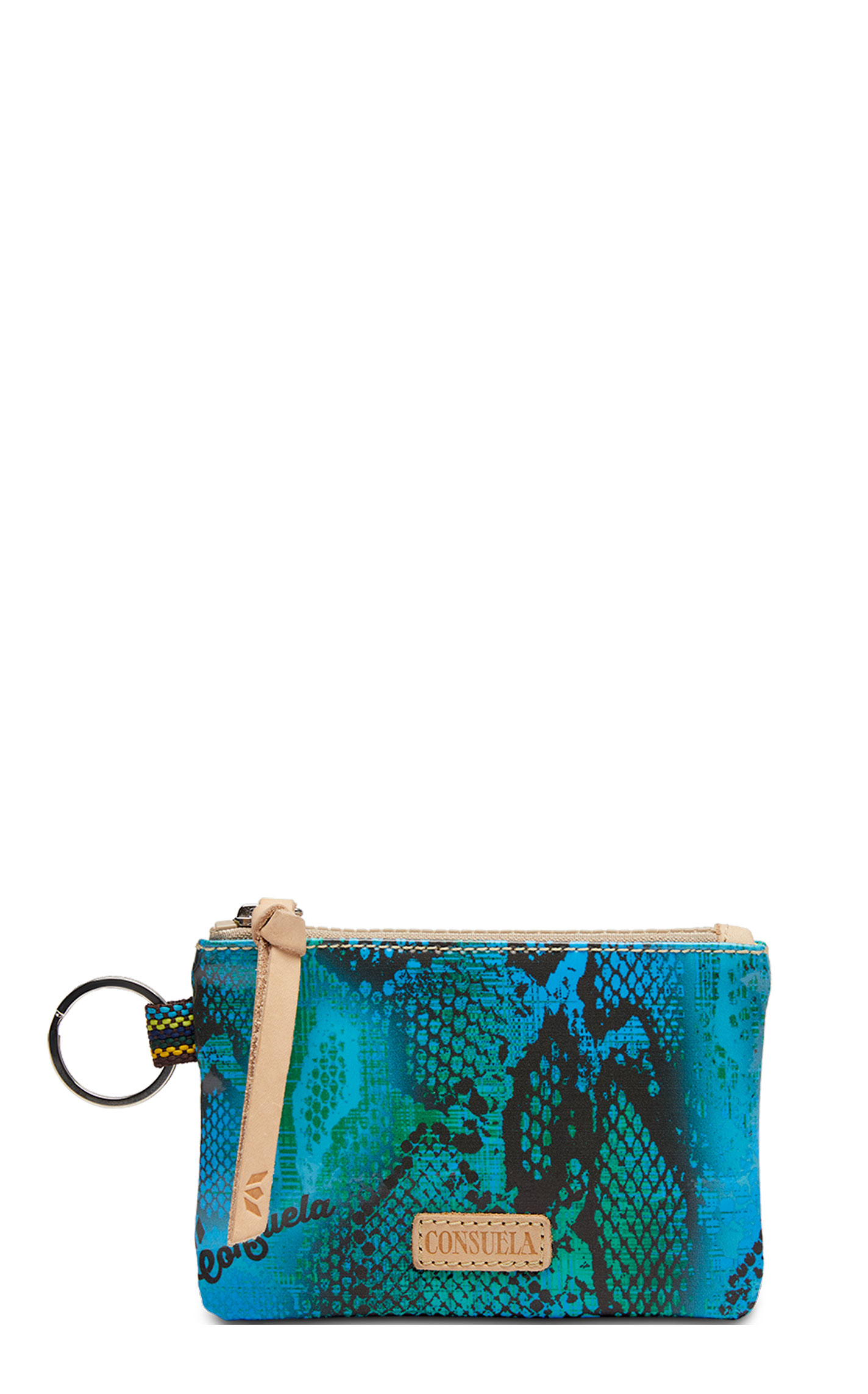Consuela Cade Turquoise Snake Print Pouch Bag - Image 1